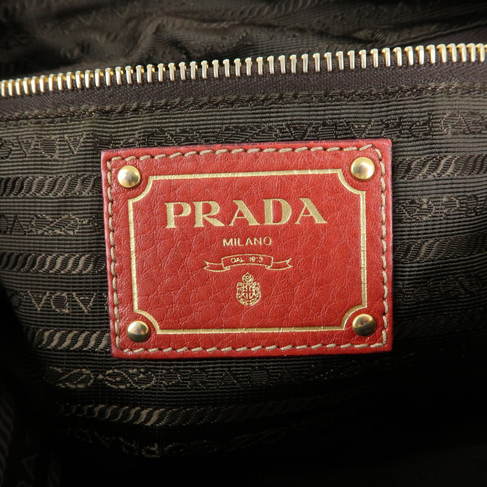 PRADA Logo Calf Leather 2Way Bag Hand Bag Shoulder Bag Red