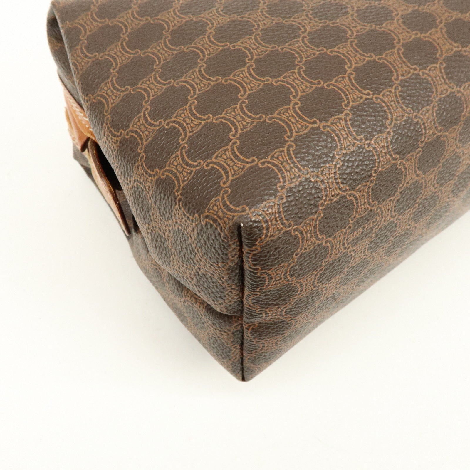 CELINE Macadam PVC Leather Pouch Cosmetic Pouch Brown