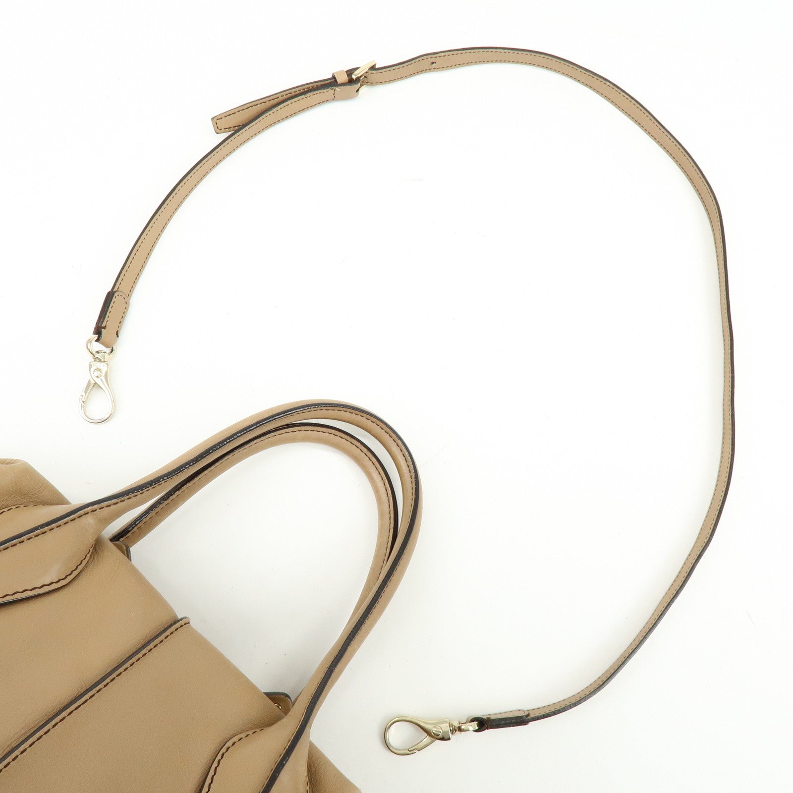 TOD'S D-Cube Leather 2Way Bag Hand Bag Shoulder Bag Beige
