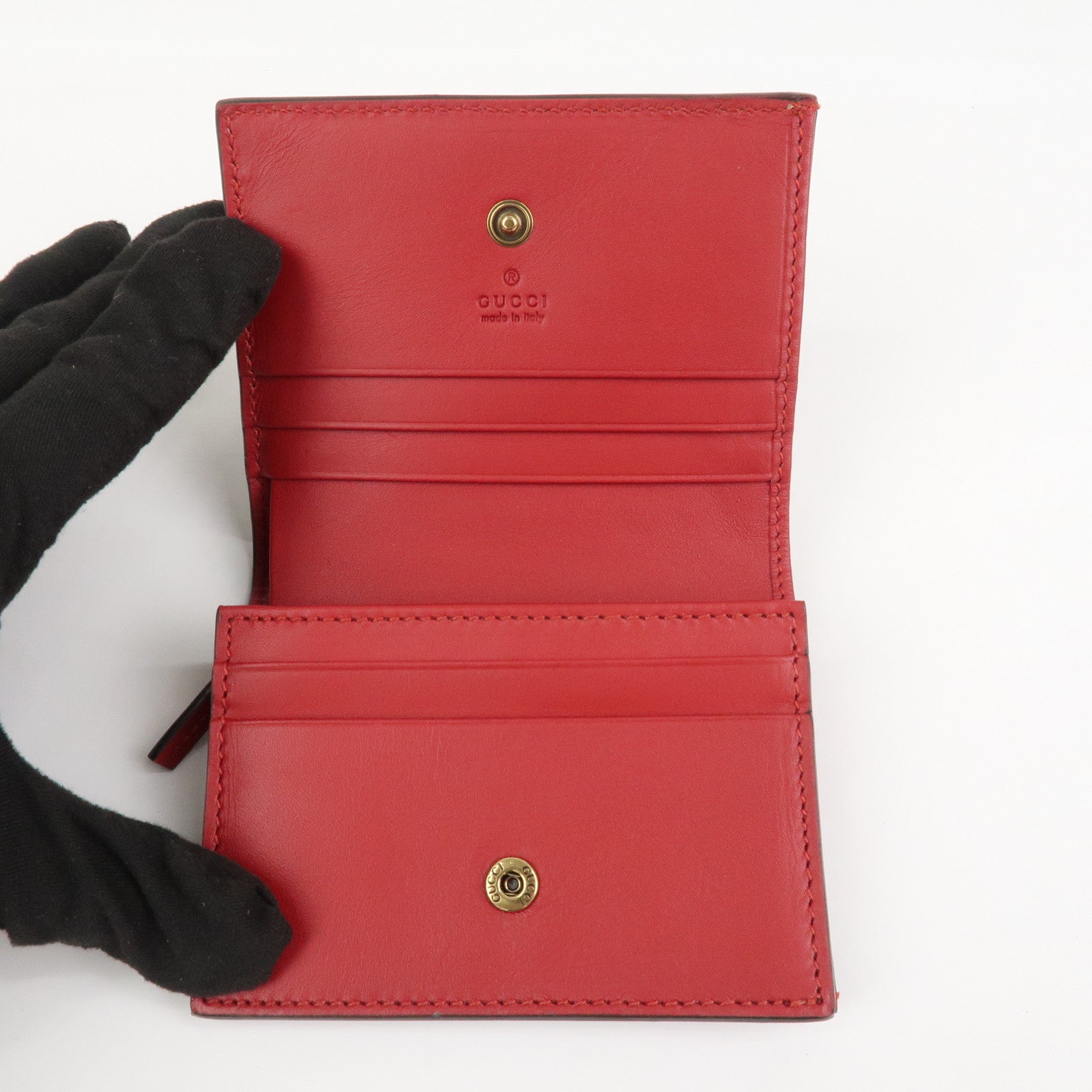 GUCCI Interlocking G GG Supreme Cherry Compact Wallet Beige 476050