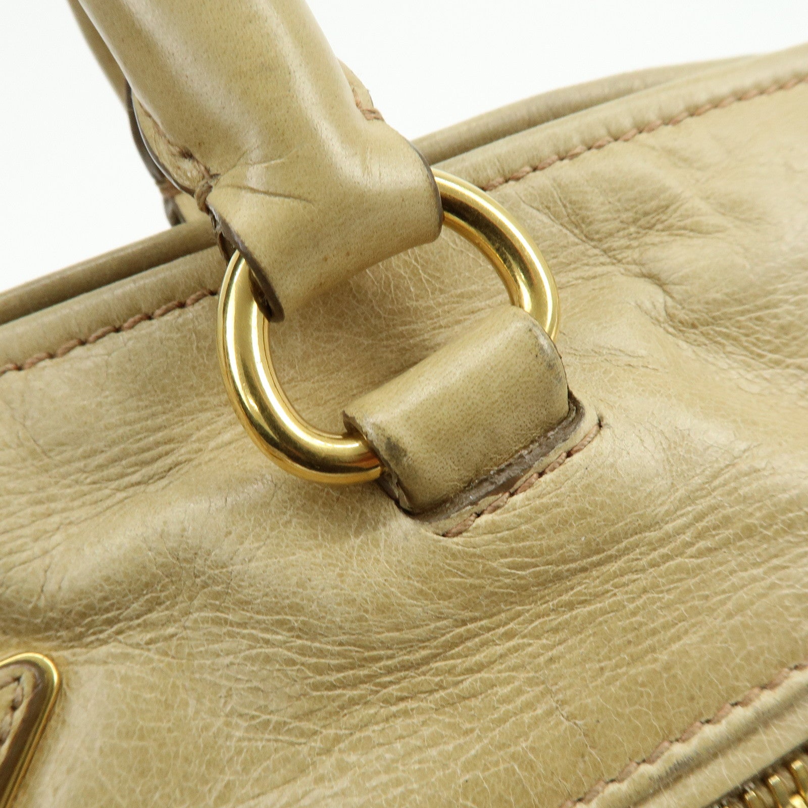 PRADA Logo Leather 2Way Shoulder Bag Hand Bag BN1921 Beige