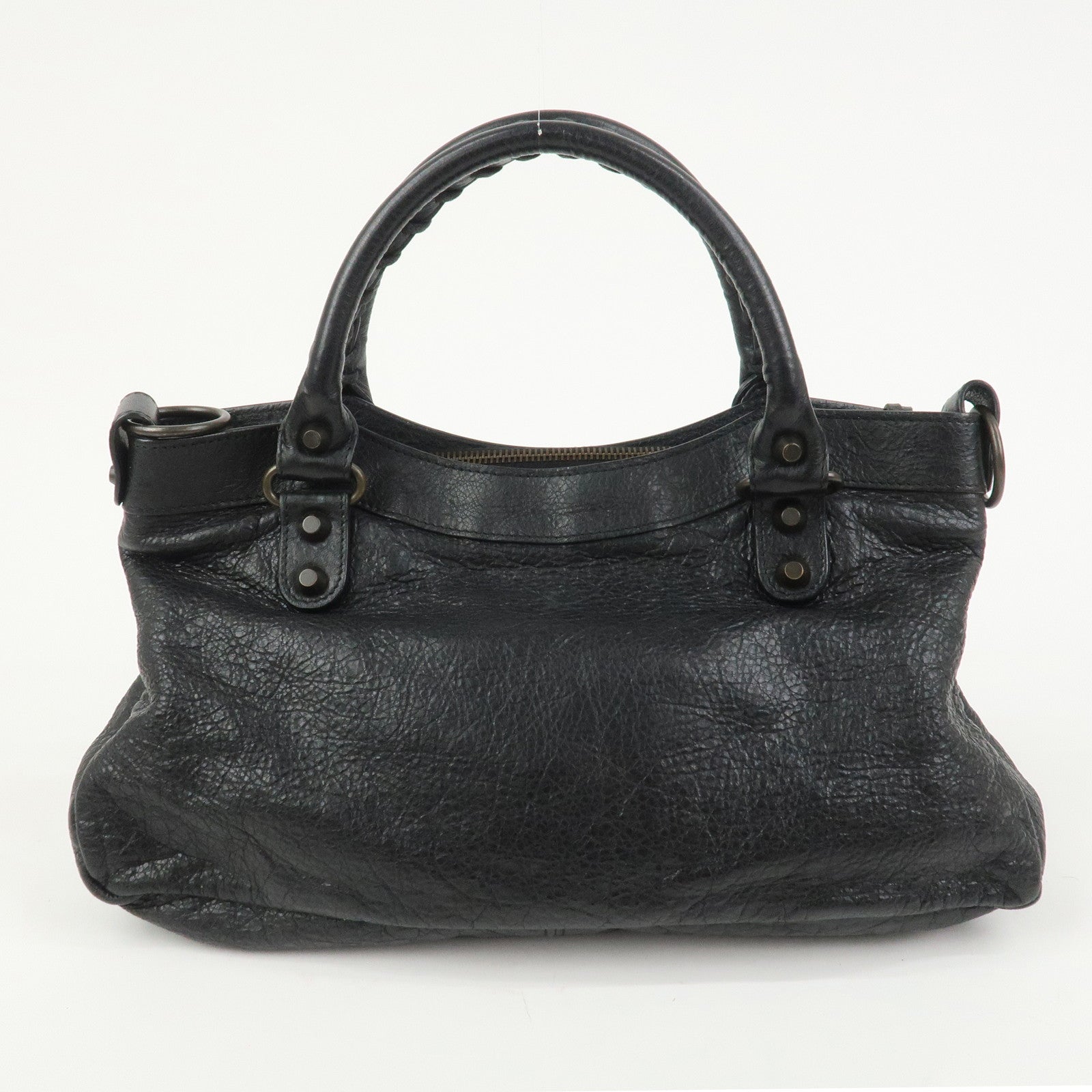 BALENCIAGA The First Leather 2Way Bag Shoulder Bag Black 103208