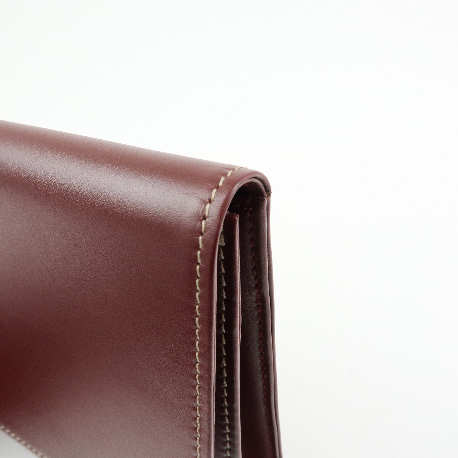 Cartier Must de Cartier Leather Clutch Bag Flat Pouch Bordeaux