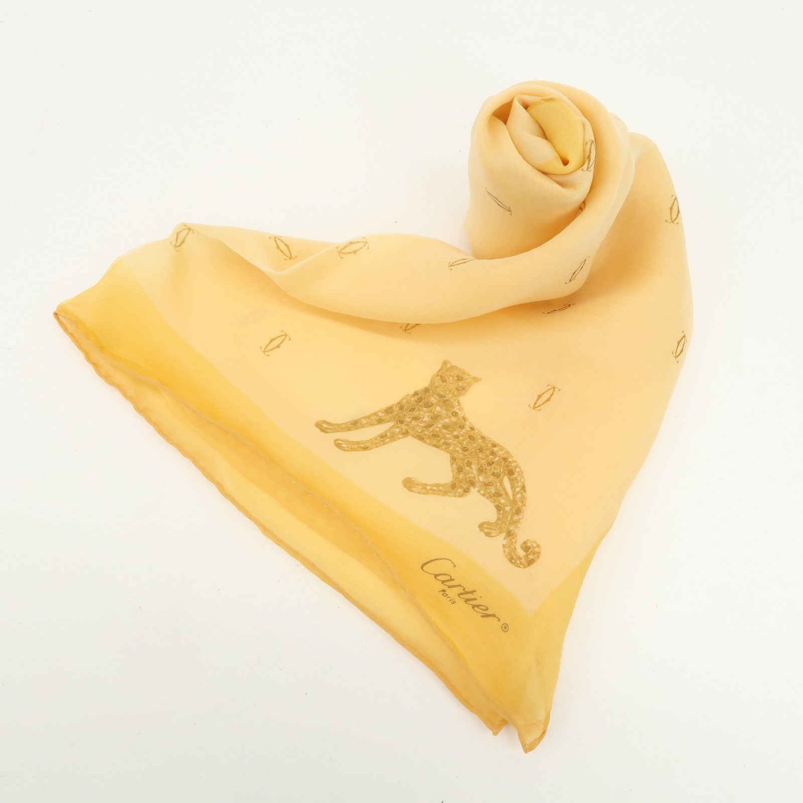 Cartier Logo Silk 100% Scarf Yellow