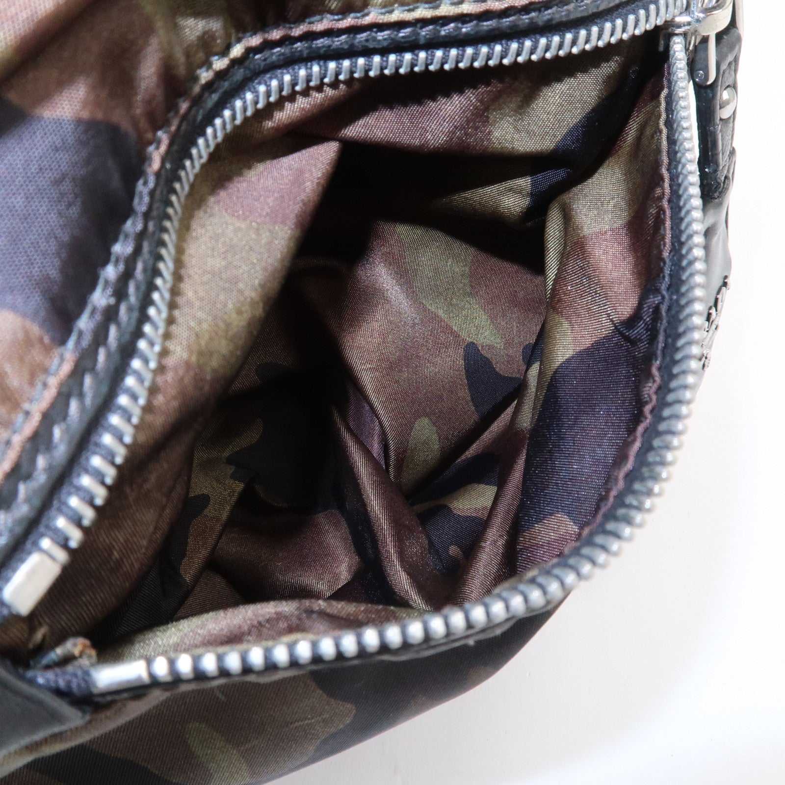 PRADATriangle Logo Nylon 2Way Hand Shoulder Bag Black Khaki BN1959