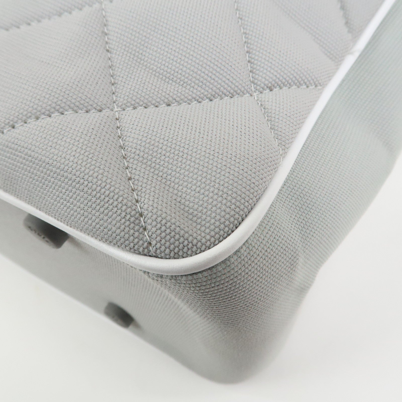 CHANEL Sports Line COCO Mark Canvas Leather Hand Bag Gray White