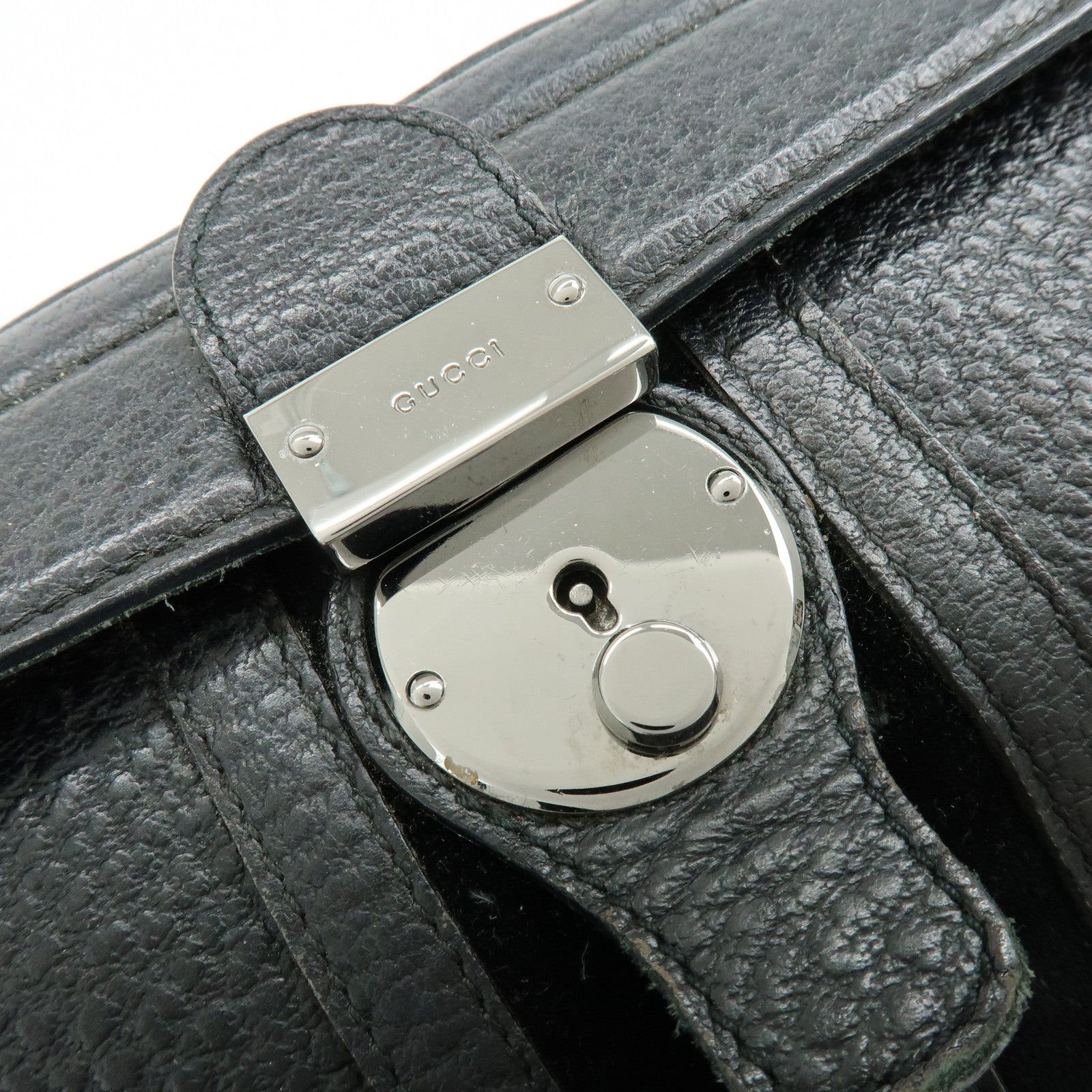 GUCCI Leather Velor Hand Bag Doctor's Bag Shoulder Bag Black 146002
