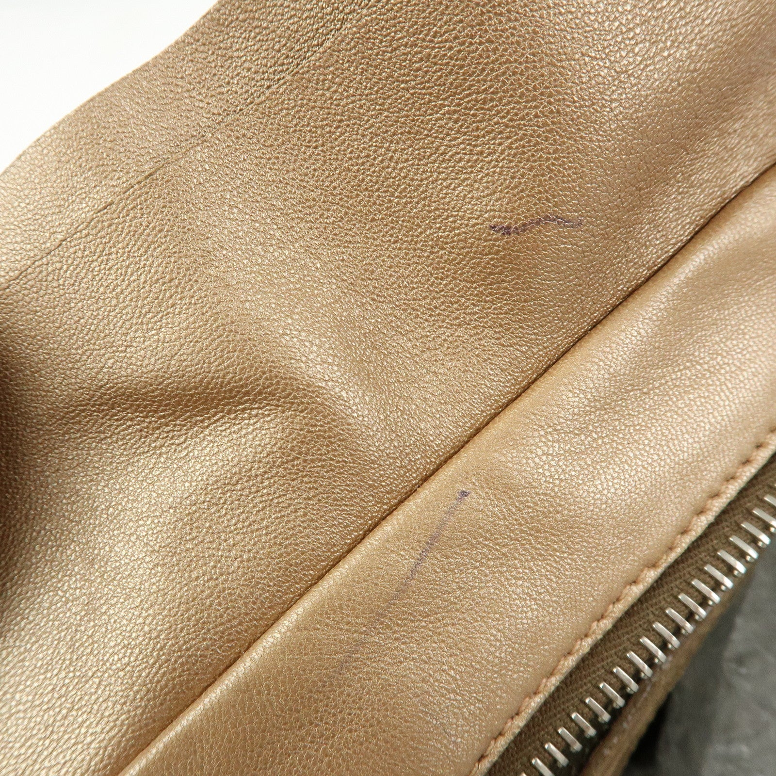 PRADA Frilled Leather Tote Bag Hand Bag Champagne Gold