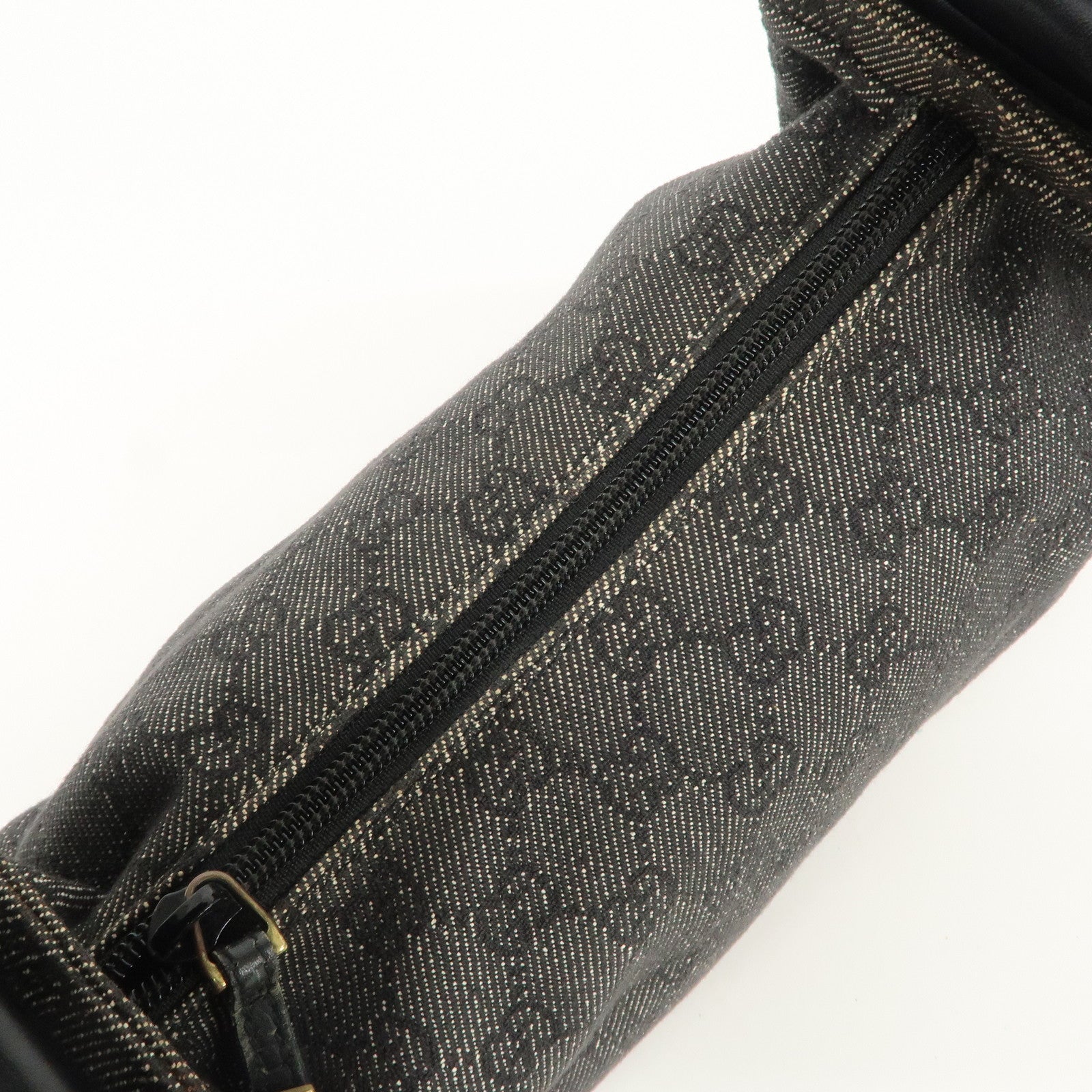 GUCCI GG Canvas Leather Shoulder Bag Hand Bag Black 92699 Used