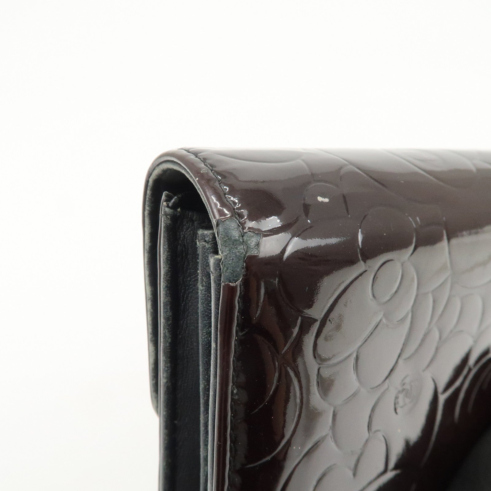 CHANEL COCO Mark Camellia Bi-fold Long Wallet Dark Brown A82283