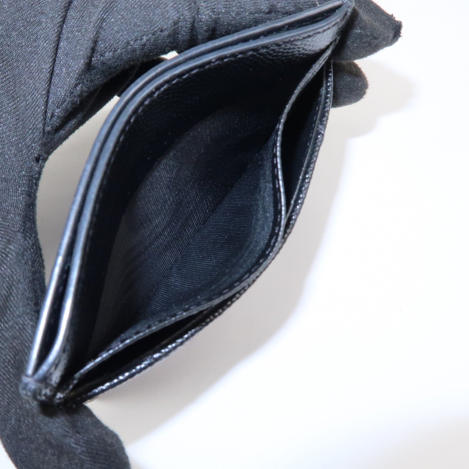 SAINT LAURENT PARIS Casandra Leather Card Case Black 423291