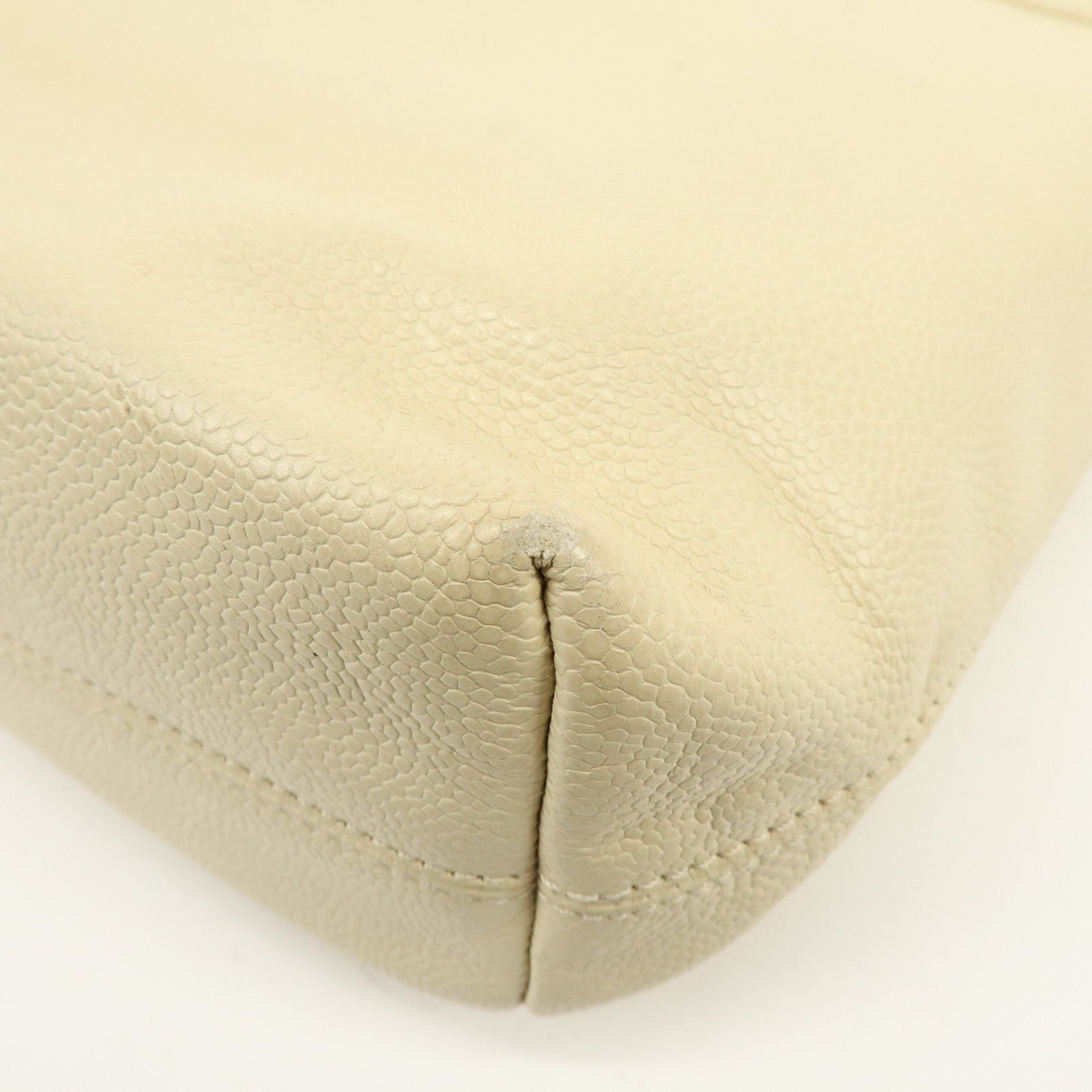 CHANEL COCO Mark Caviarskin Tote Bag Shoulder Bag Ivory