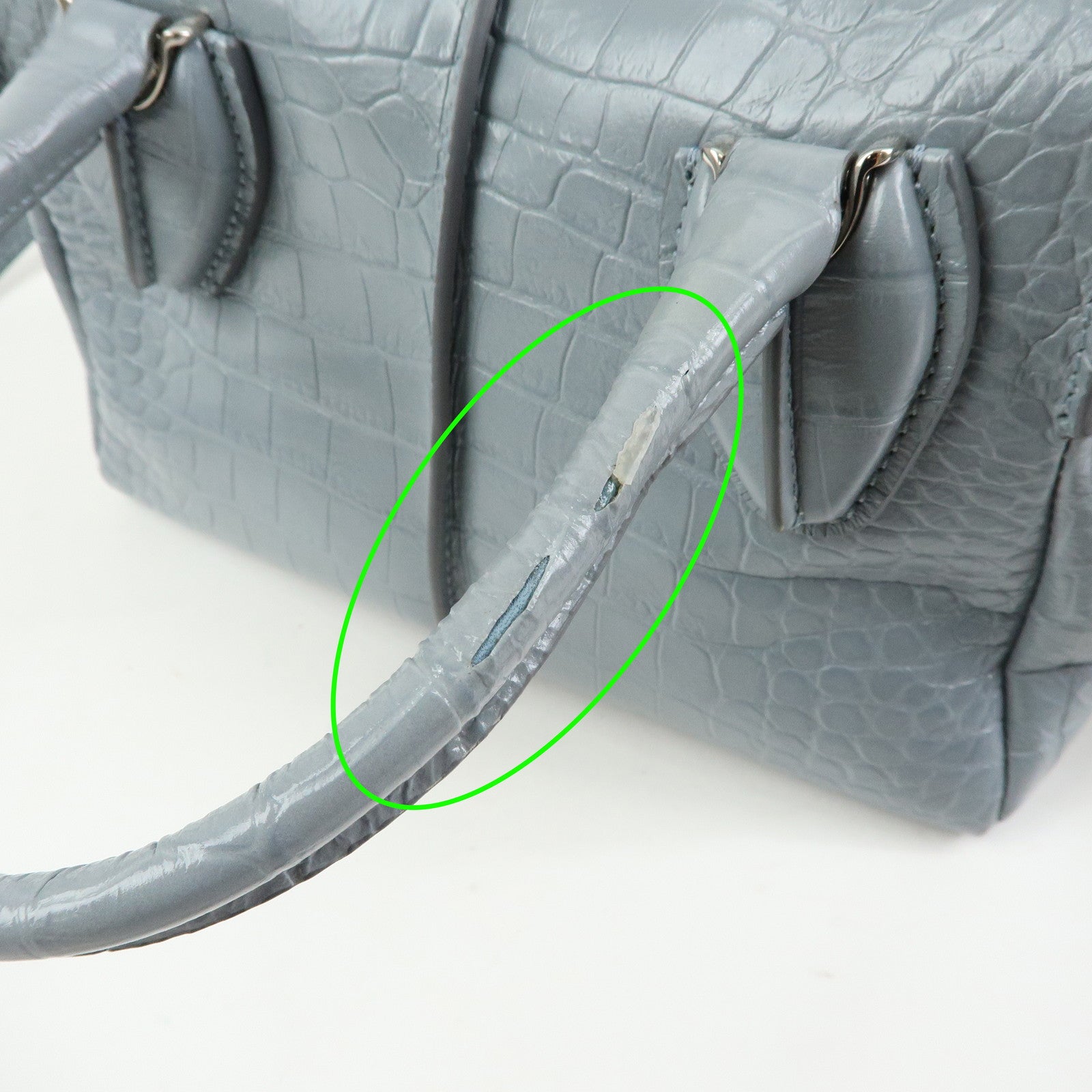 TOD'S D Styling Embossed Leather 2Way Hand Shoulder Bag Light Gray