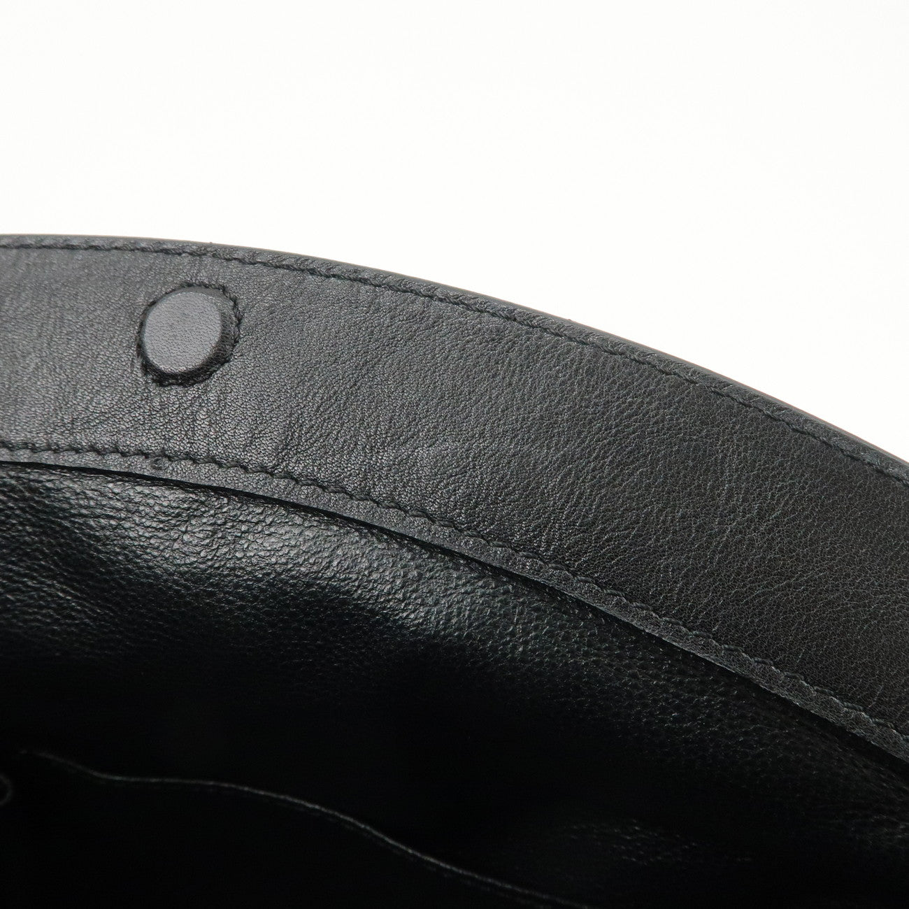 Christian Dior Logo Leather Hand Bag Shoulder Bag Black Silver