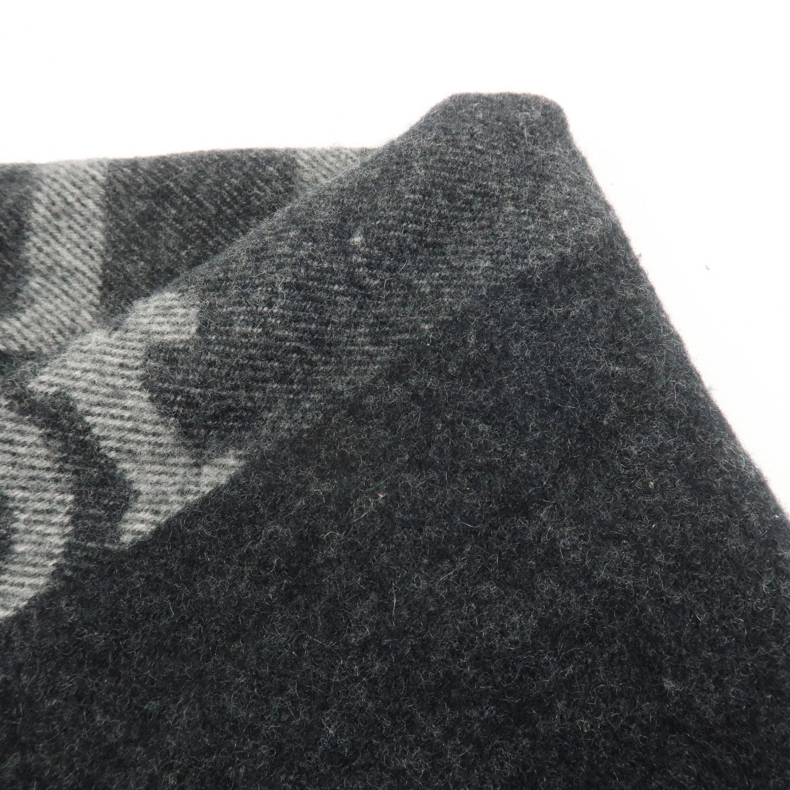 Christian Dior Logo Wool Cashmere Scarf Black Gray