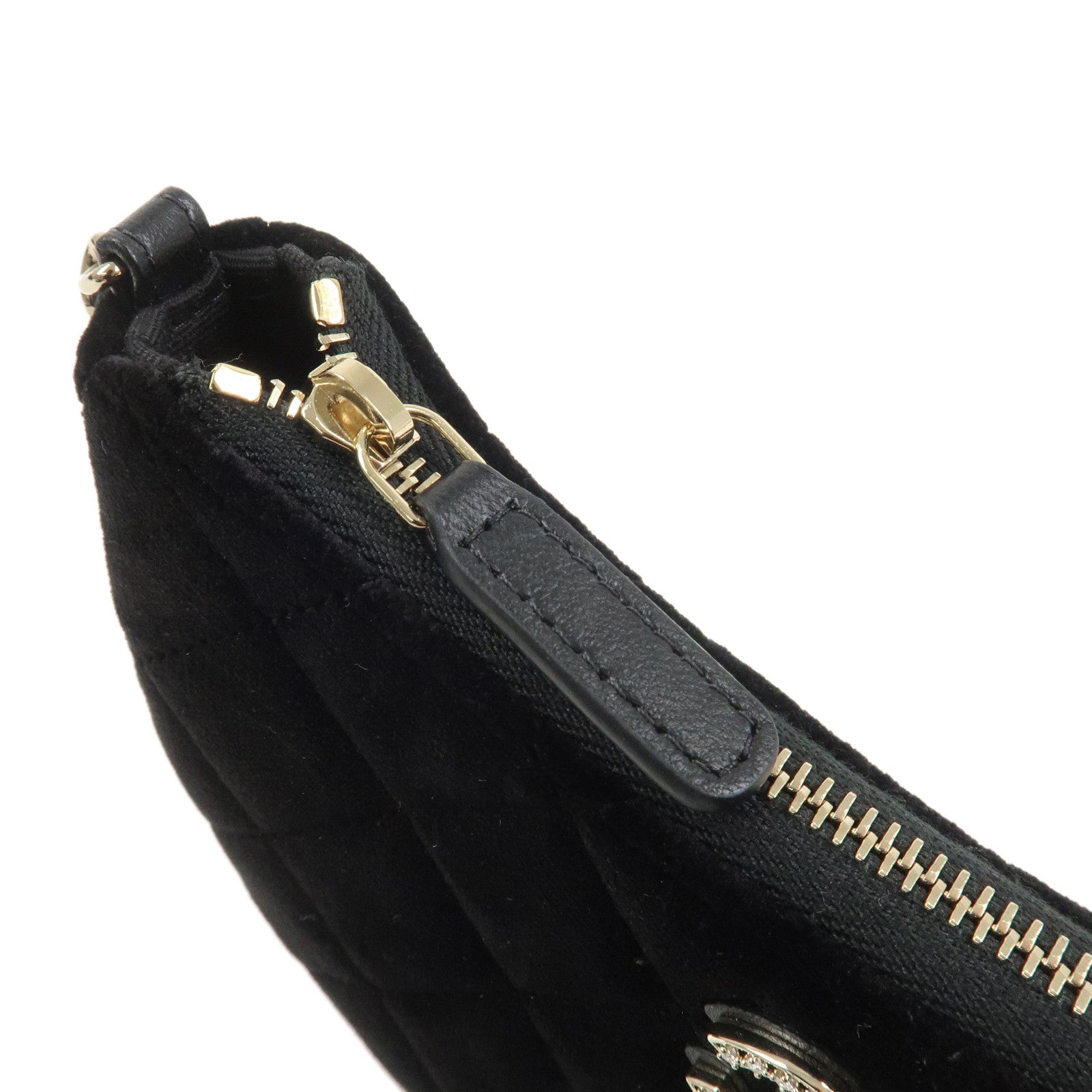 CHANEL Matelasse COCO Mark Velvet Leather Chain Shoulder Bag Black