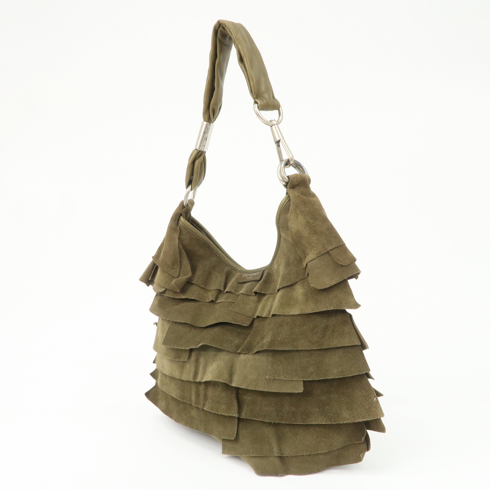 SAINT LAURENT Saint Tropez Suede Leather Shoulder Bag Khaki 12245