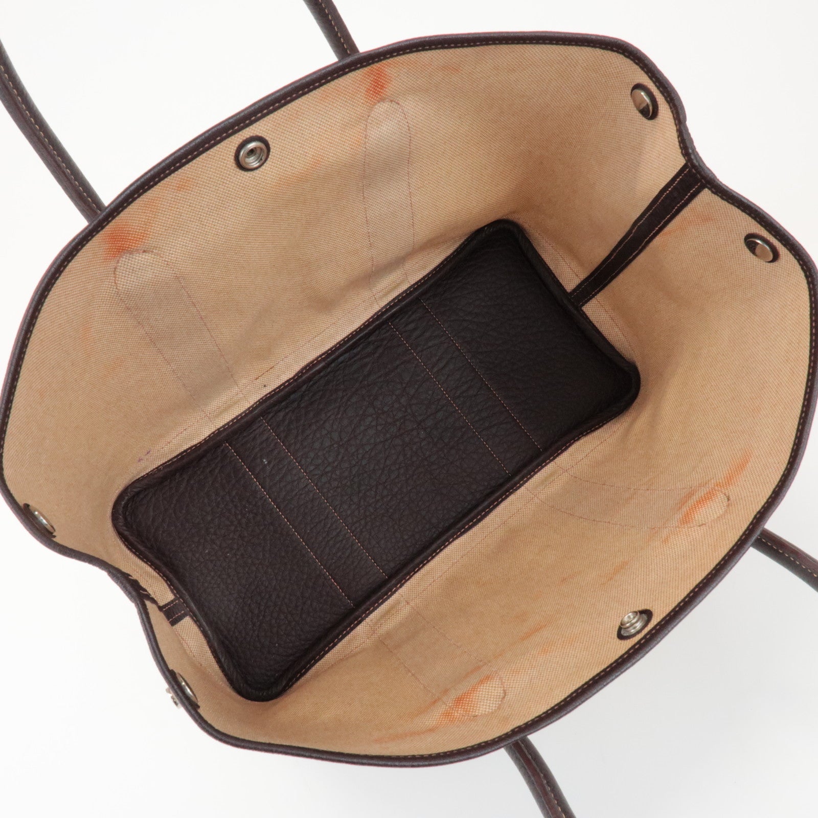 HERMES Toile Ash Garden Party PM □H Stamped Tote Bag Brown