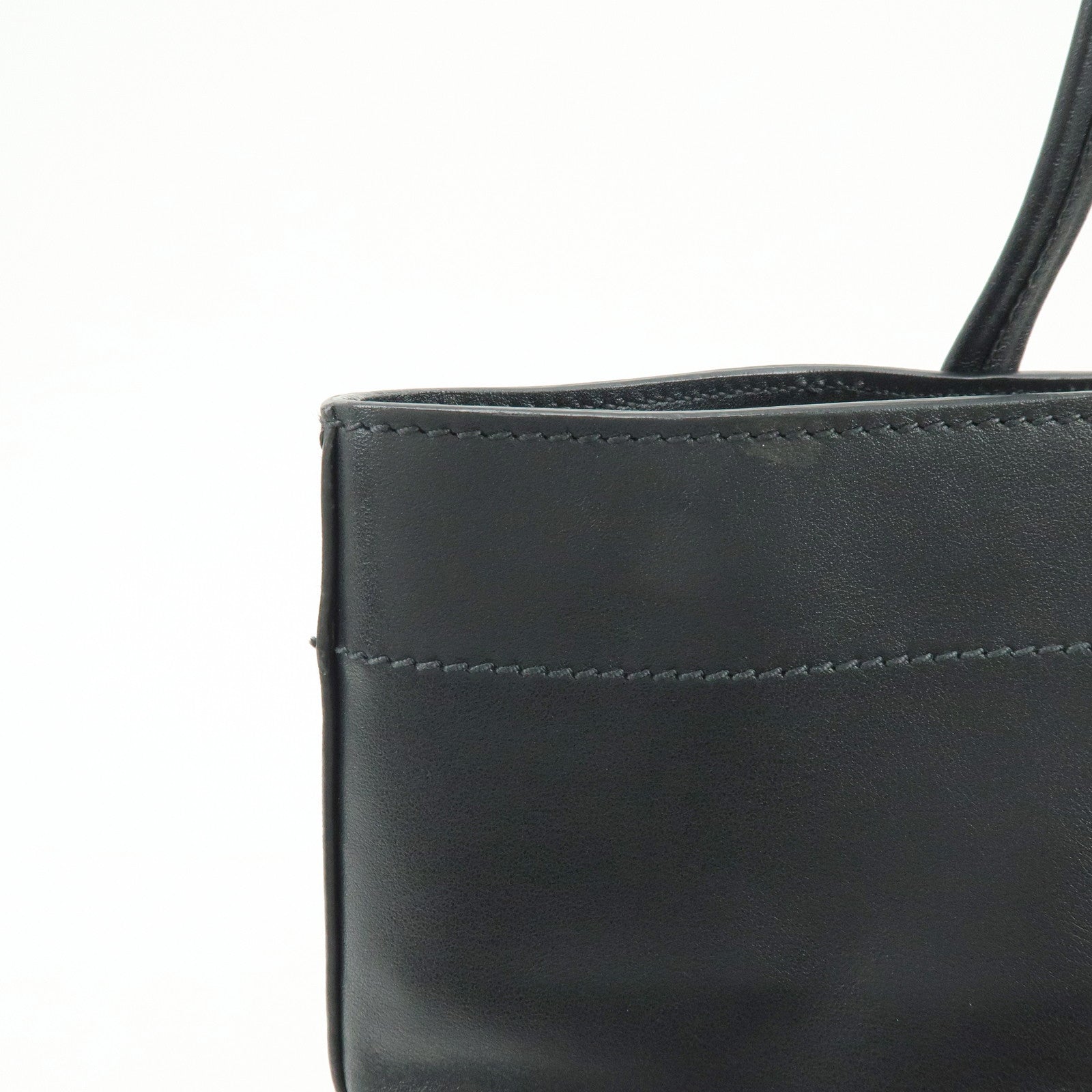 MIU MIU Logo Leather Tote Bag Shoulder Bag Hand Bag Black