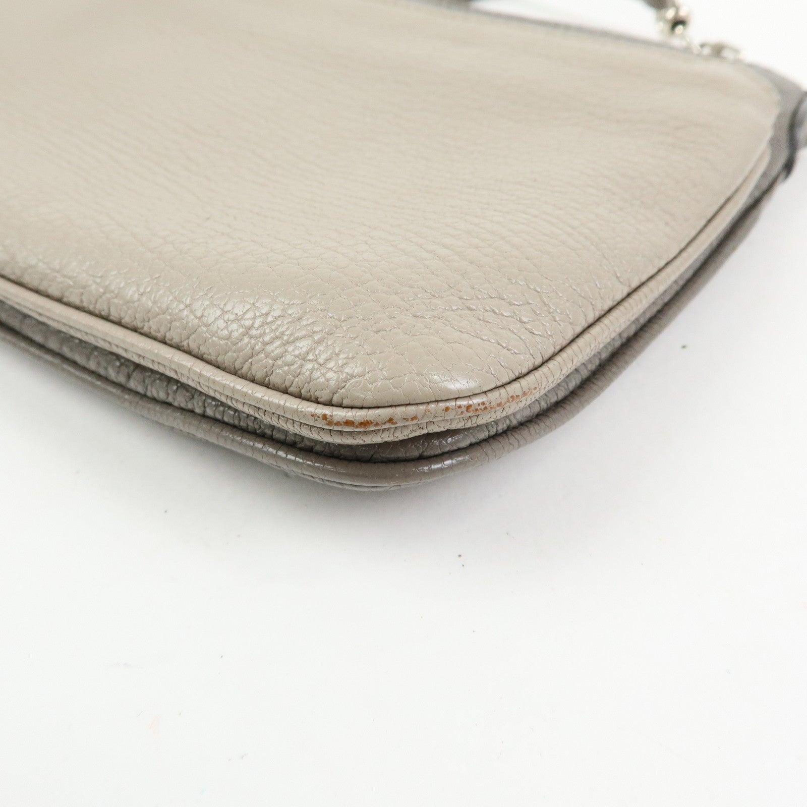 MIU MIU MADRAS Leather 2Way Bag Hand Bag Shoulder Bag Greige RP0369