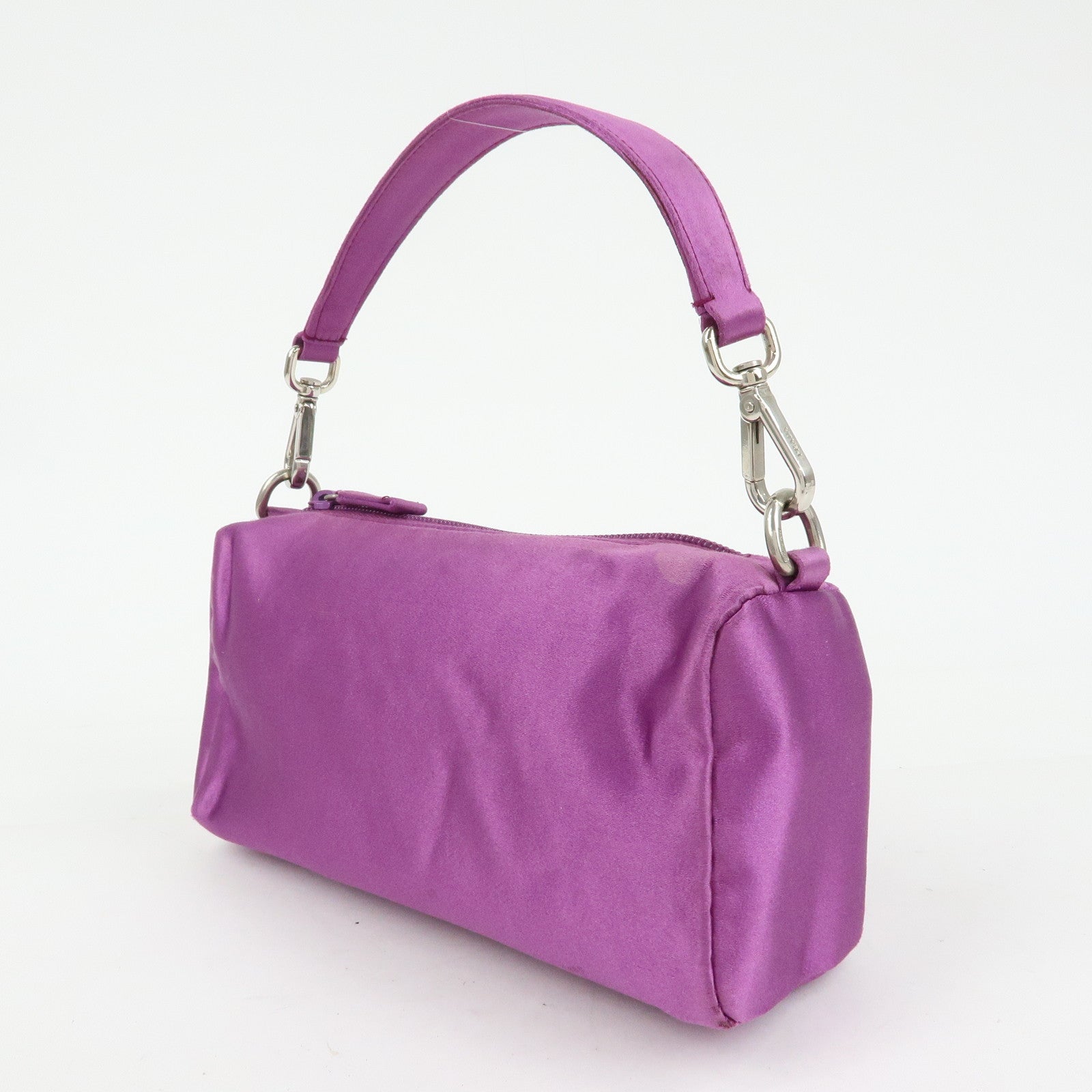 PRADA Triangle Logo Satin Mini Hand Bag Pochette Pouch Purple