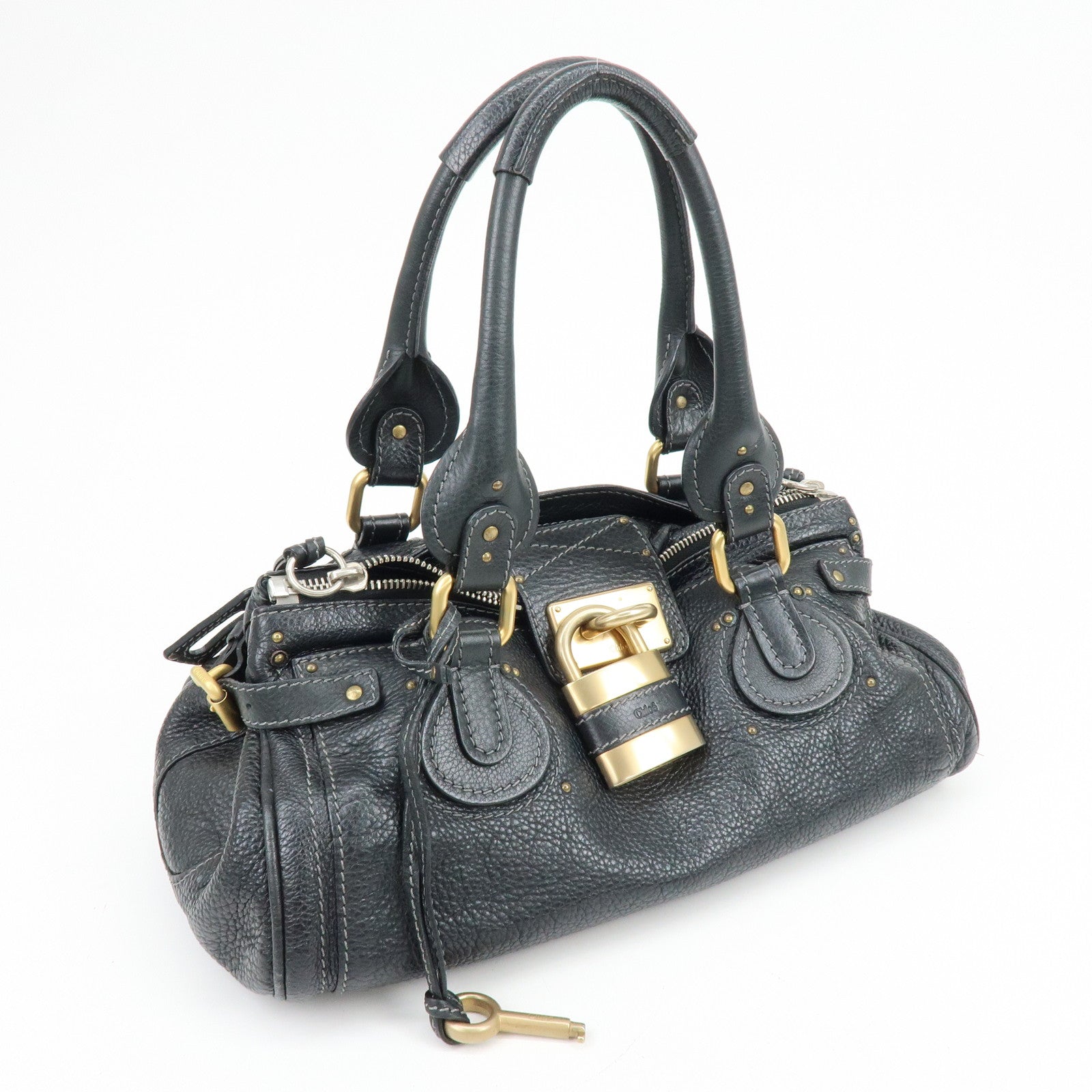 Chloe Paddington Leather Hand Bag Shoulder Bag Black