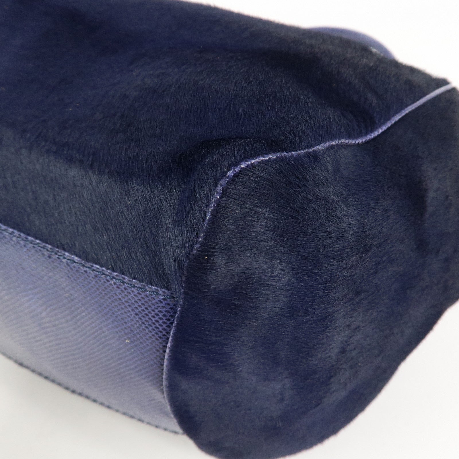 LOEWE Logo Unborn Calf Leather Hand Bag Charm Shoulder Bag Navy