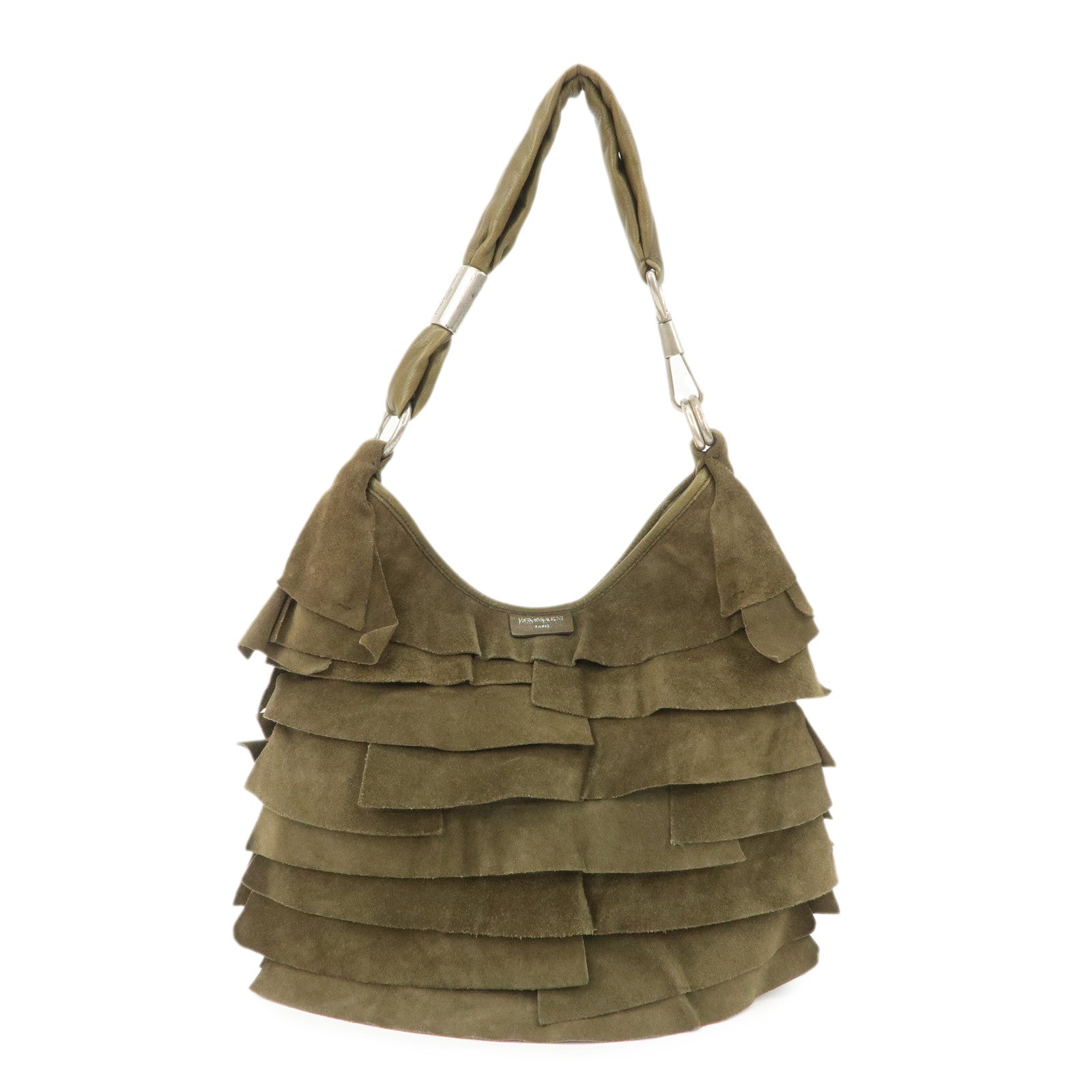 SAINT LAURENT Saint Tropez Suede Leather Shoulder Bag Khaki 12245