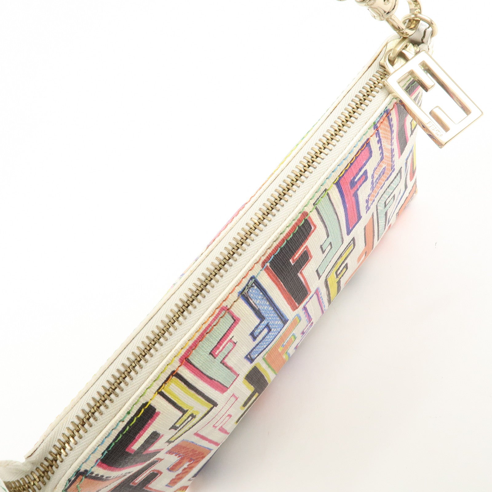FENDI Zucca Print PVC Chain Accessory Pouch Multicolor 8BR592