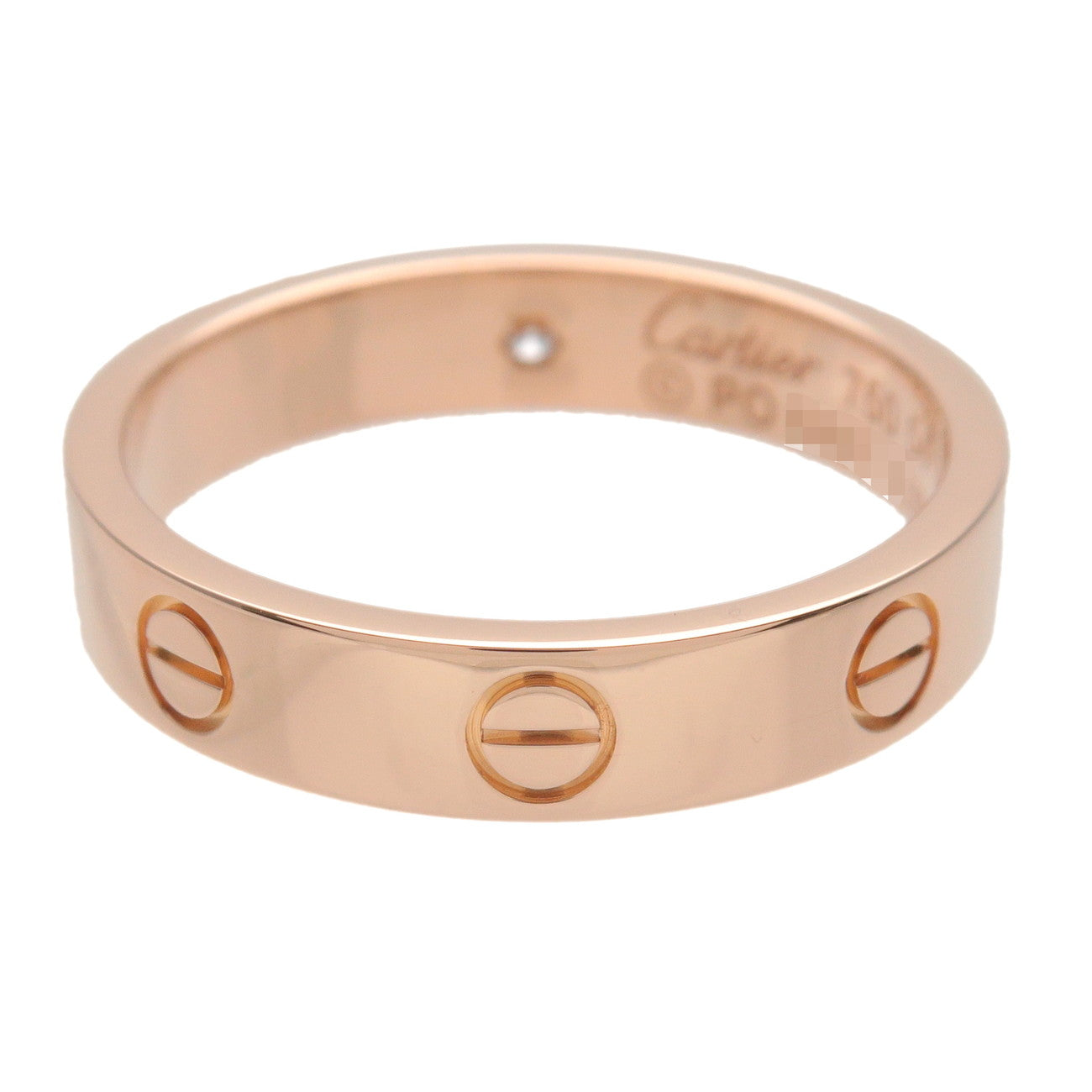 Cartier Mini Love 1P Diamond Ring K18 750PG Rose Gold #54 US7 EU54