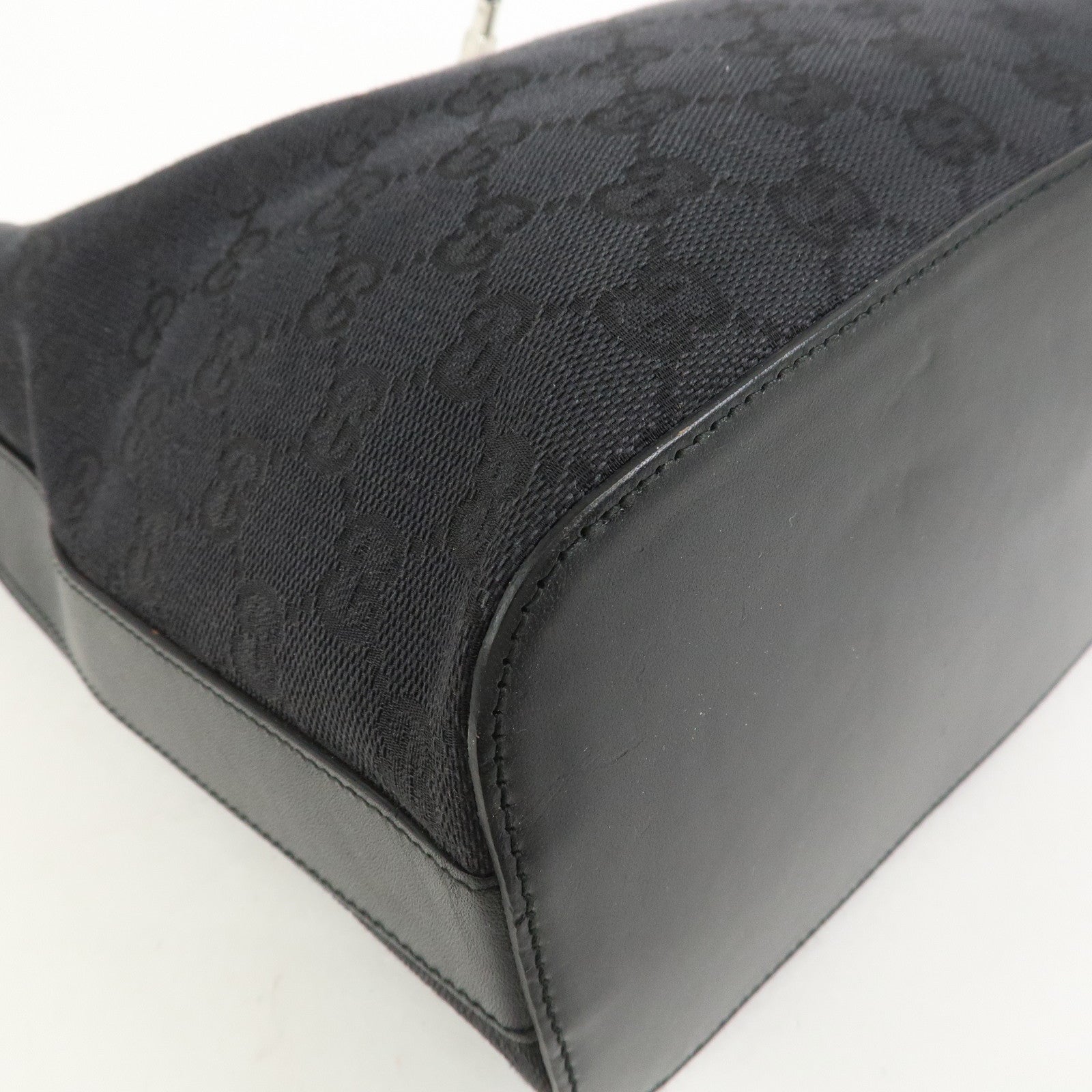 GUCCI Logo GG Canvas Leather Shoulder Bag Hand Bag Black 001.3814