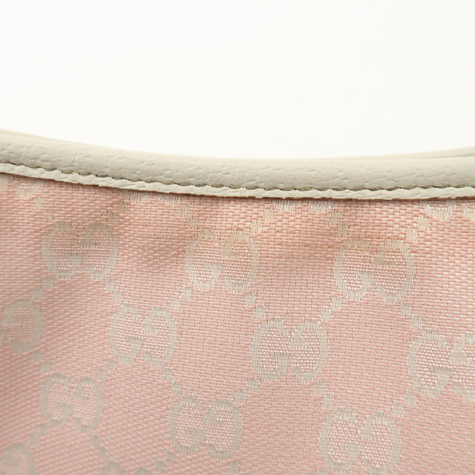 GUCCI Abbey GG Canvas Leather One Shoulder Bag Pink White 130939 Used