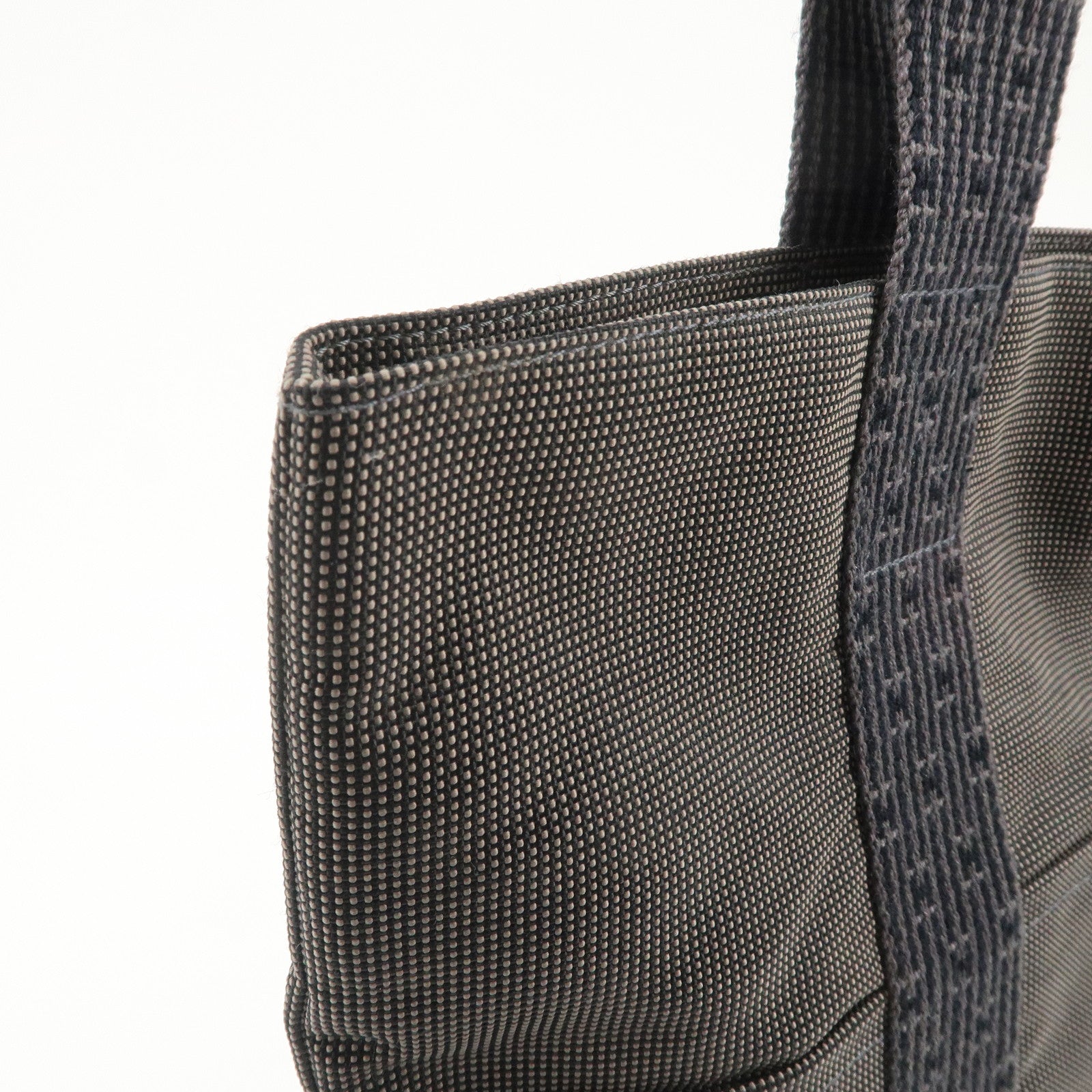 HERMES Herline Cabas Canvas Tote Bag Hand Bag Black