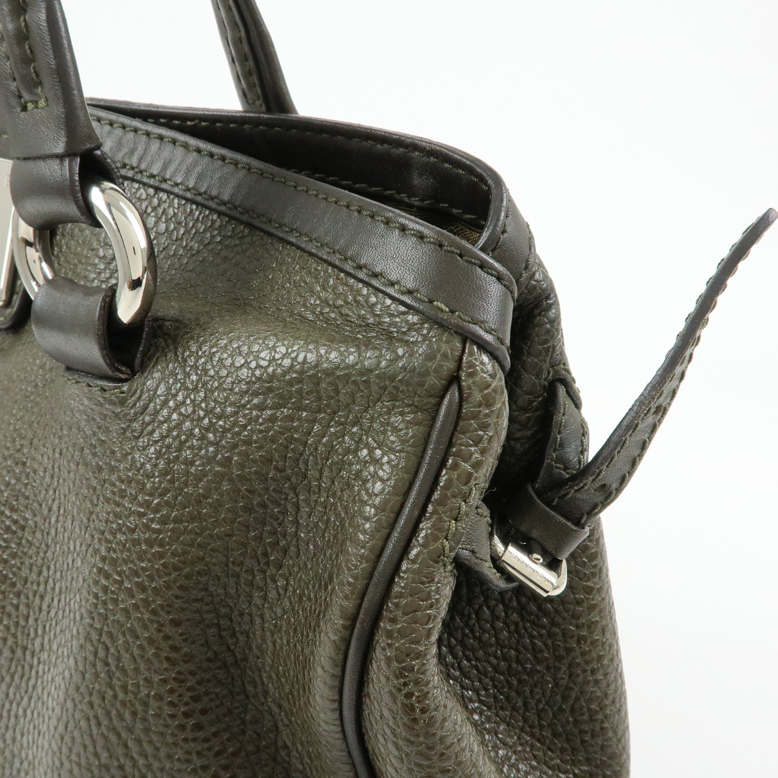 CELINE Logo Leather Tote Bag Shoulder Bag Brown