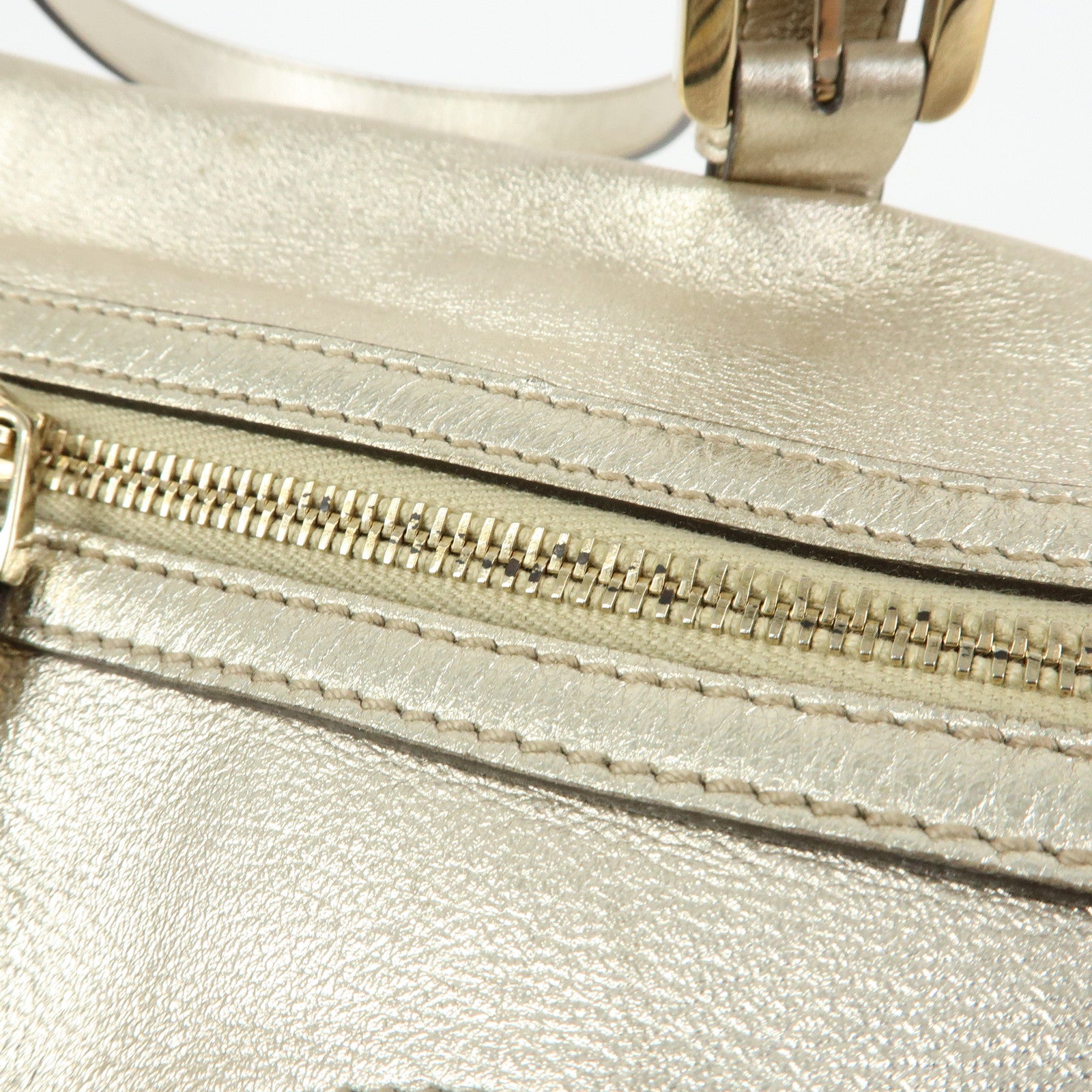 GUCCI Interlocking G Leather Boston Bag Hand Bag Gold 170010