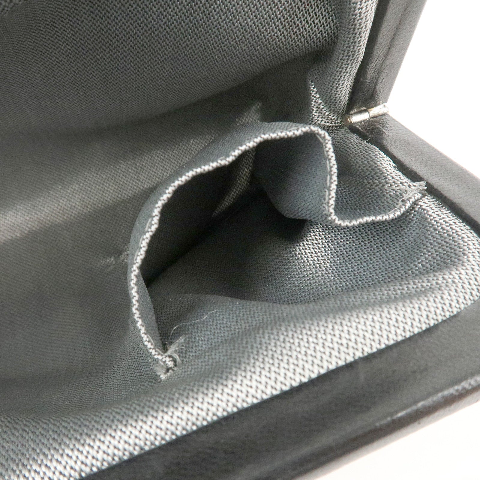 CHANEL Mademoiselle Line Lamb Skin Clutch Bag Hand Bag Black