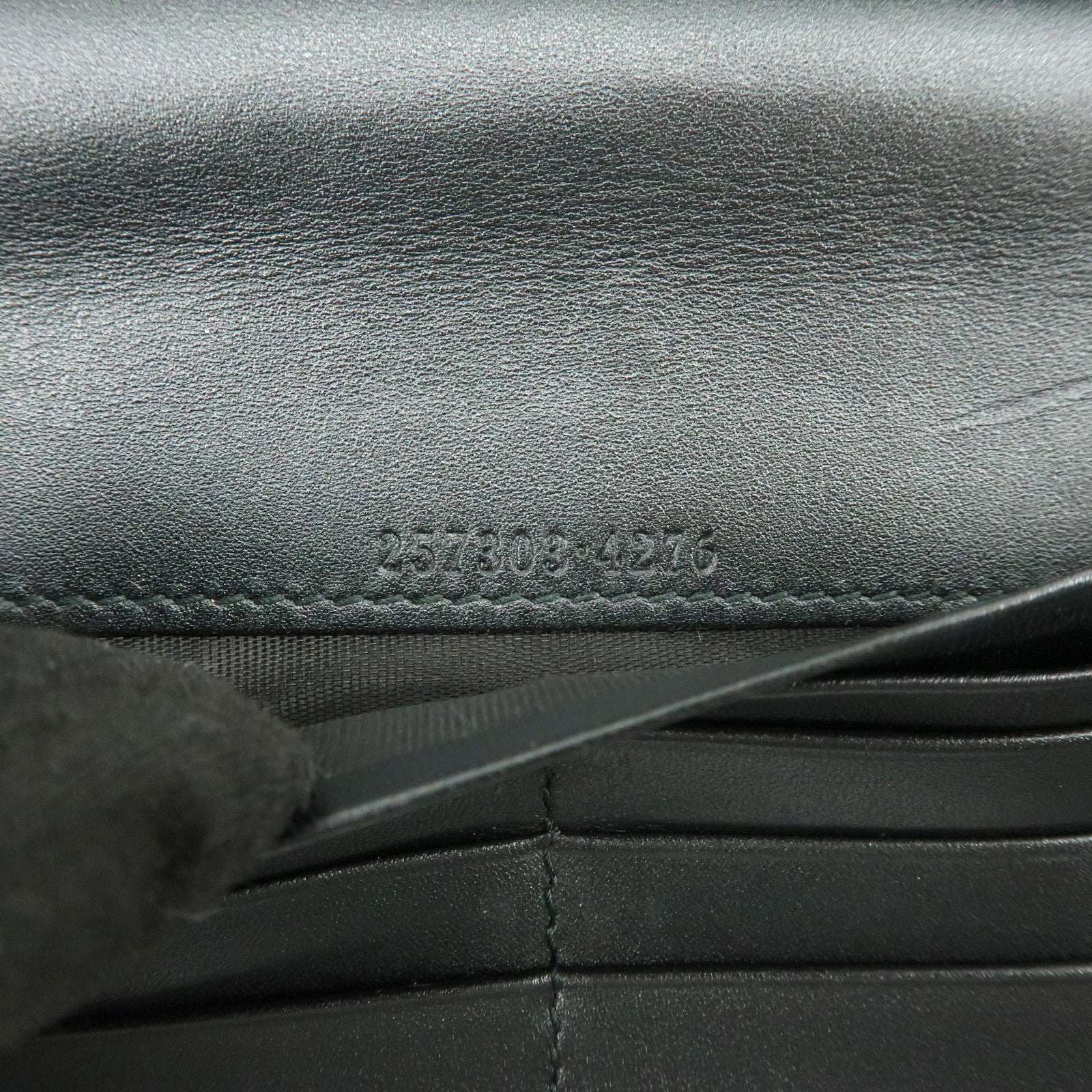 GUCCI GG Canvas Leather Long Wallet Green Black 257303