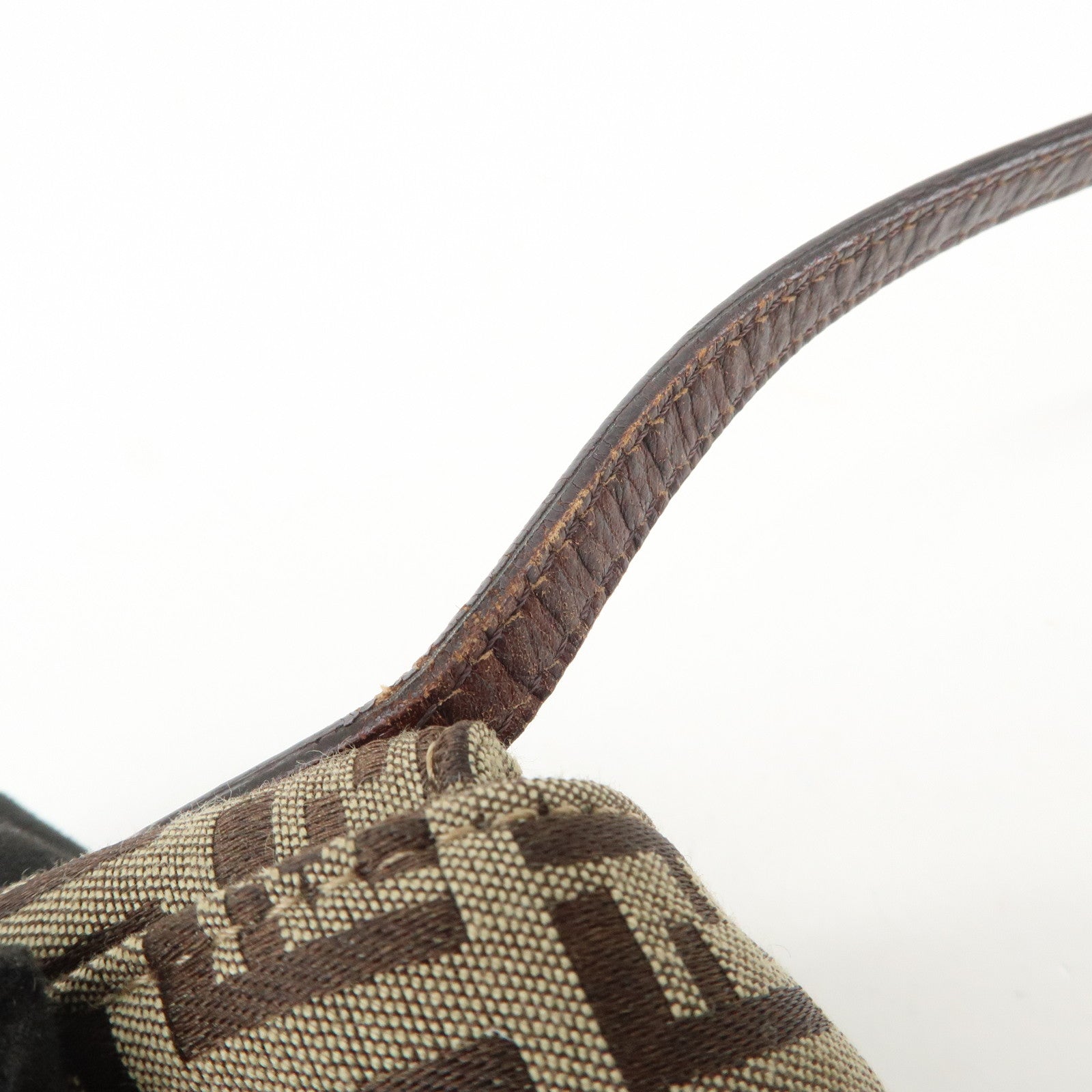 FENDI Zucchino Canvas Leather Shoulder Bag Crossbody Bag 8BT075
