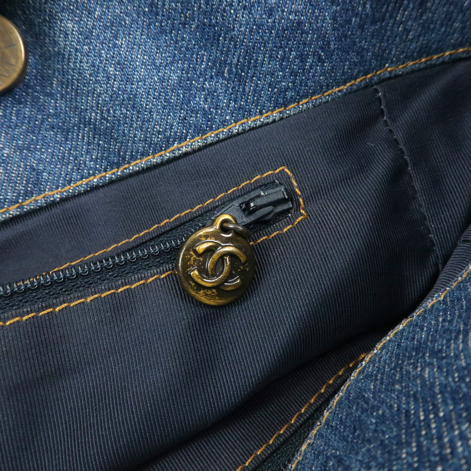 CHANEL COCO Mark Denim Tote Bag Shoulder Bag Blue