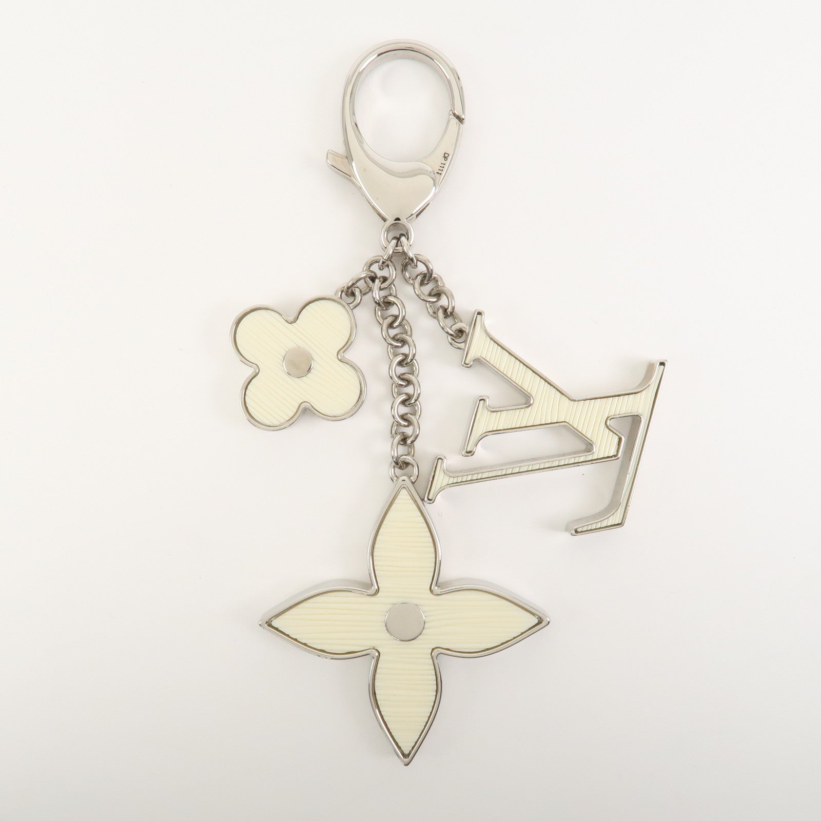 Louis Vuitton Bijoux Sac Fleur de Epi Bag Charm Silver White M65085