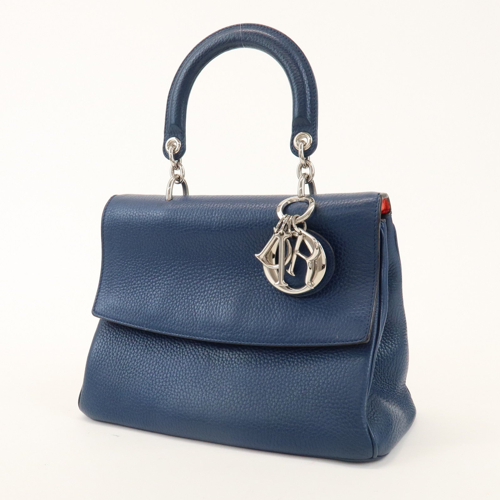 Christian Dior 2Way Leather Hand Bag Top Handle Bag Blue