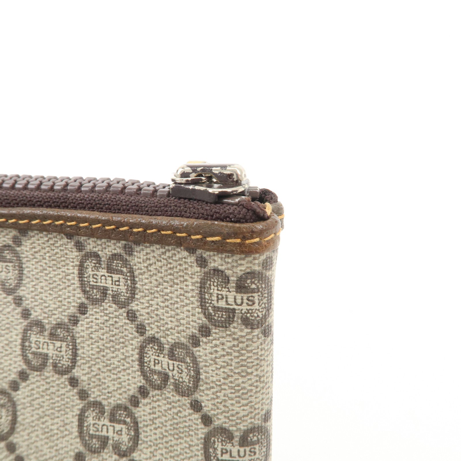 GUCCI GG Plus PVC Leather Clutch Bag Second Bag Beige Brown Used