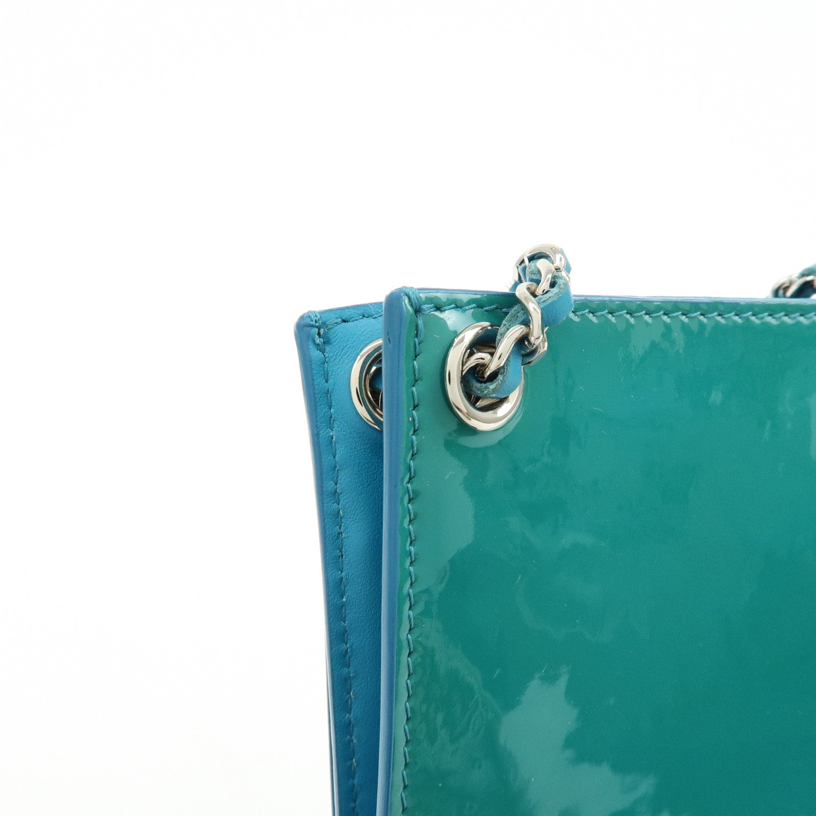 CHANEL COCO Mark Patent Leather Shoulder Bag Crossbody Bag Blue