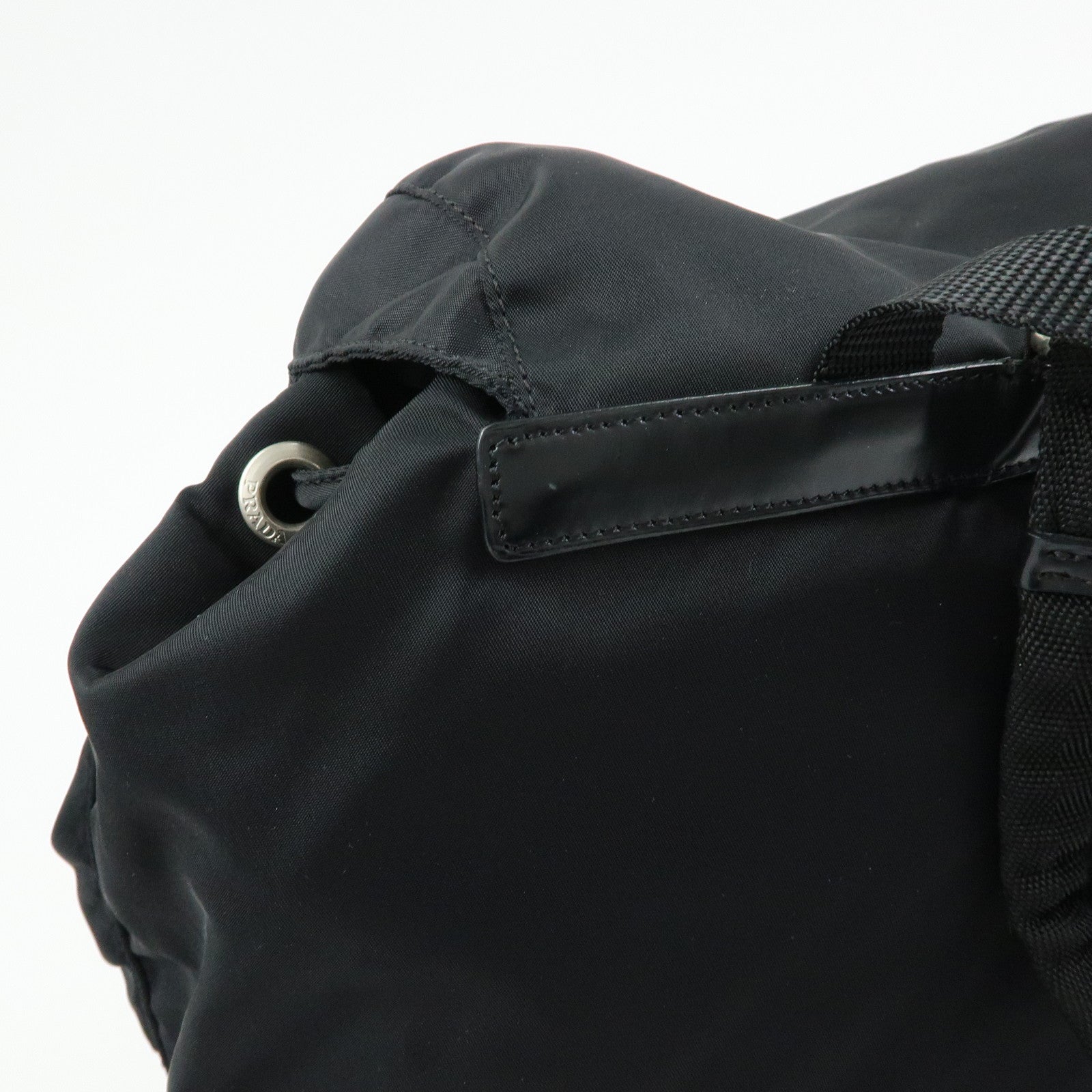 PRADA Triangle Logo Nylon Leather Backpack Rucksuck Black