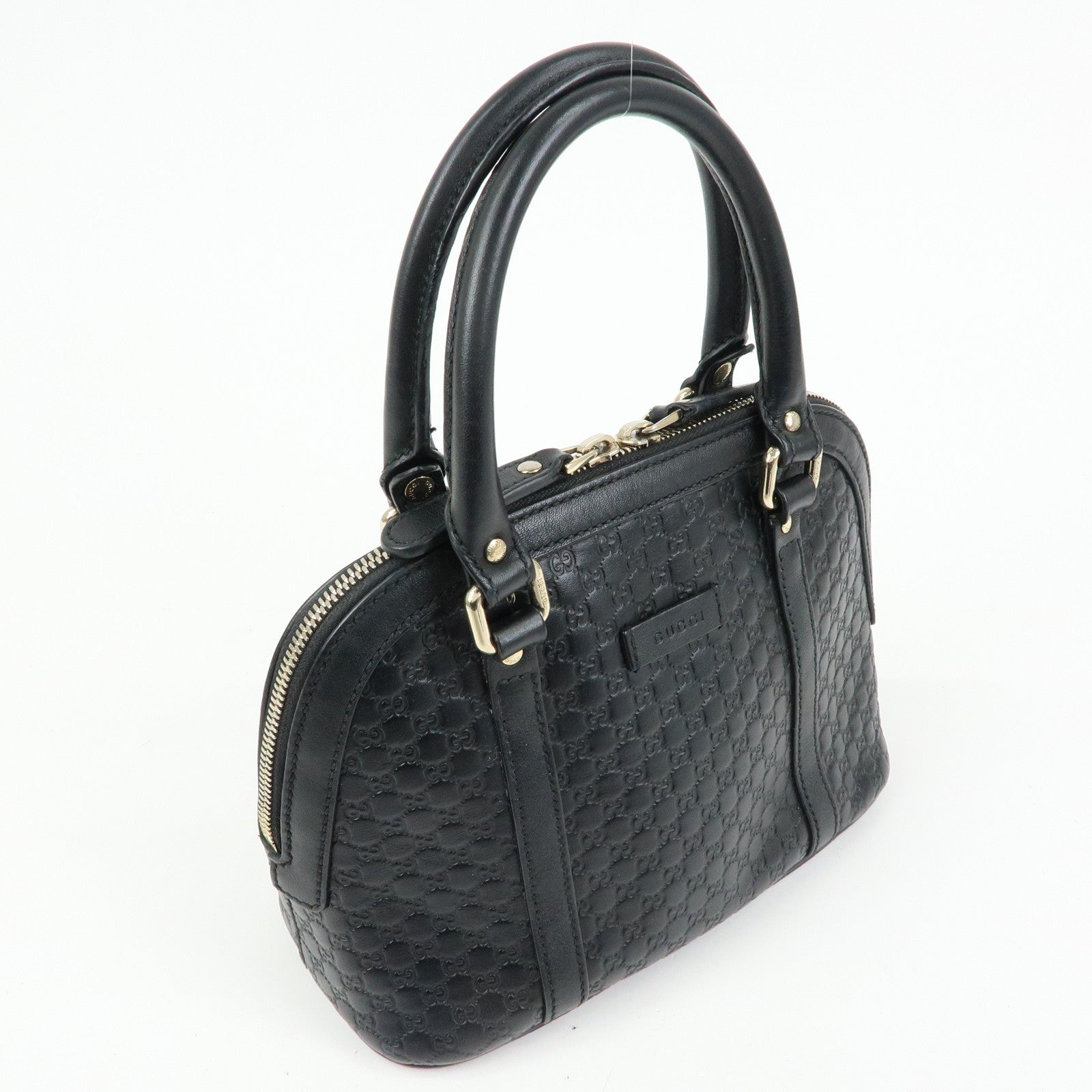 GUCCI Microguccissima Leather 2Way Bag Hand Bag Black 449654