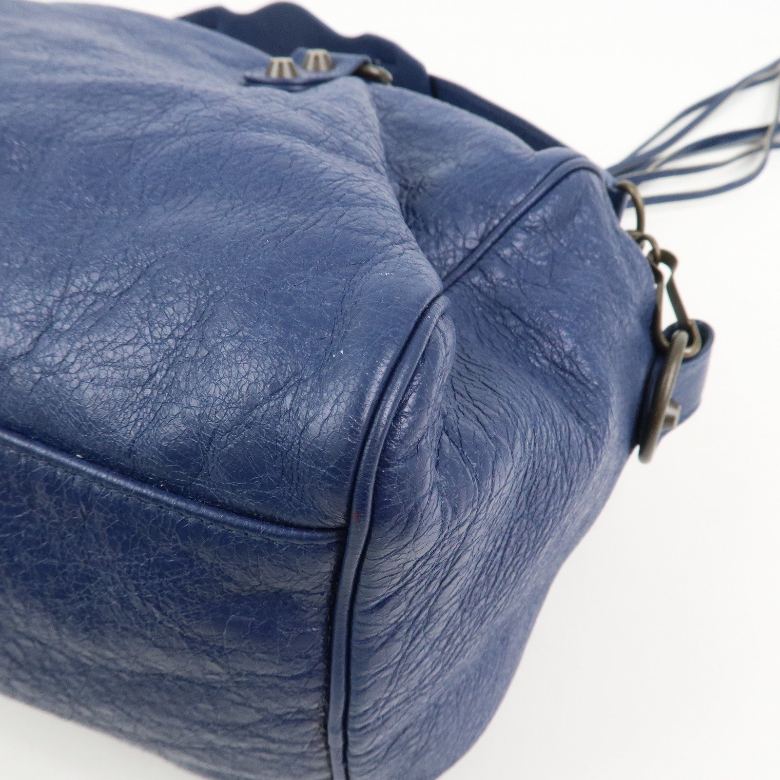 BALENCIAGA Leather The Twiggy 2WAY Bag Hand Bag Blue 409334
