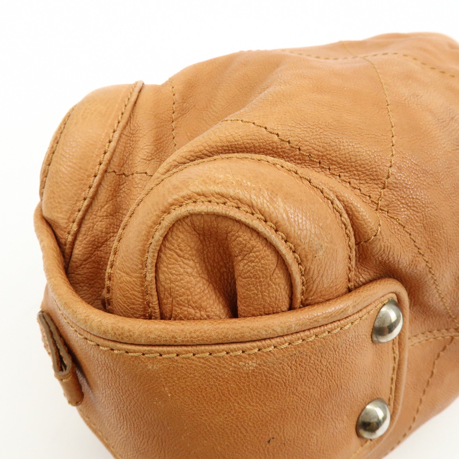 CHANEL COCO Mark Calf Leather Hand Bag Brown