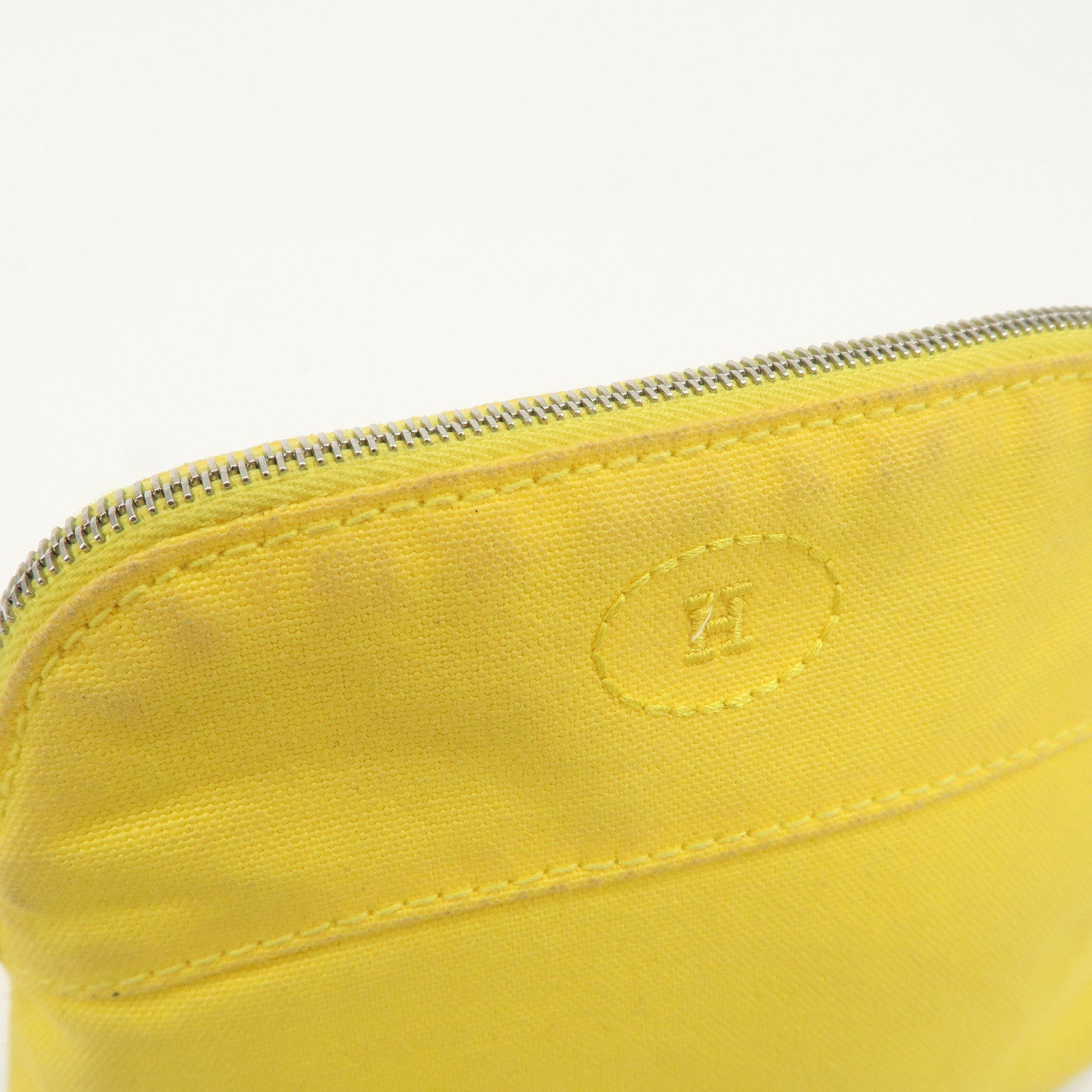 HERMES Canvas Leather Bolide Set of 3 Pouch Yellow Pink Gray