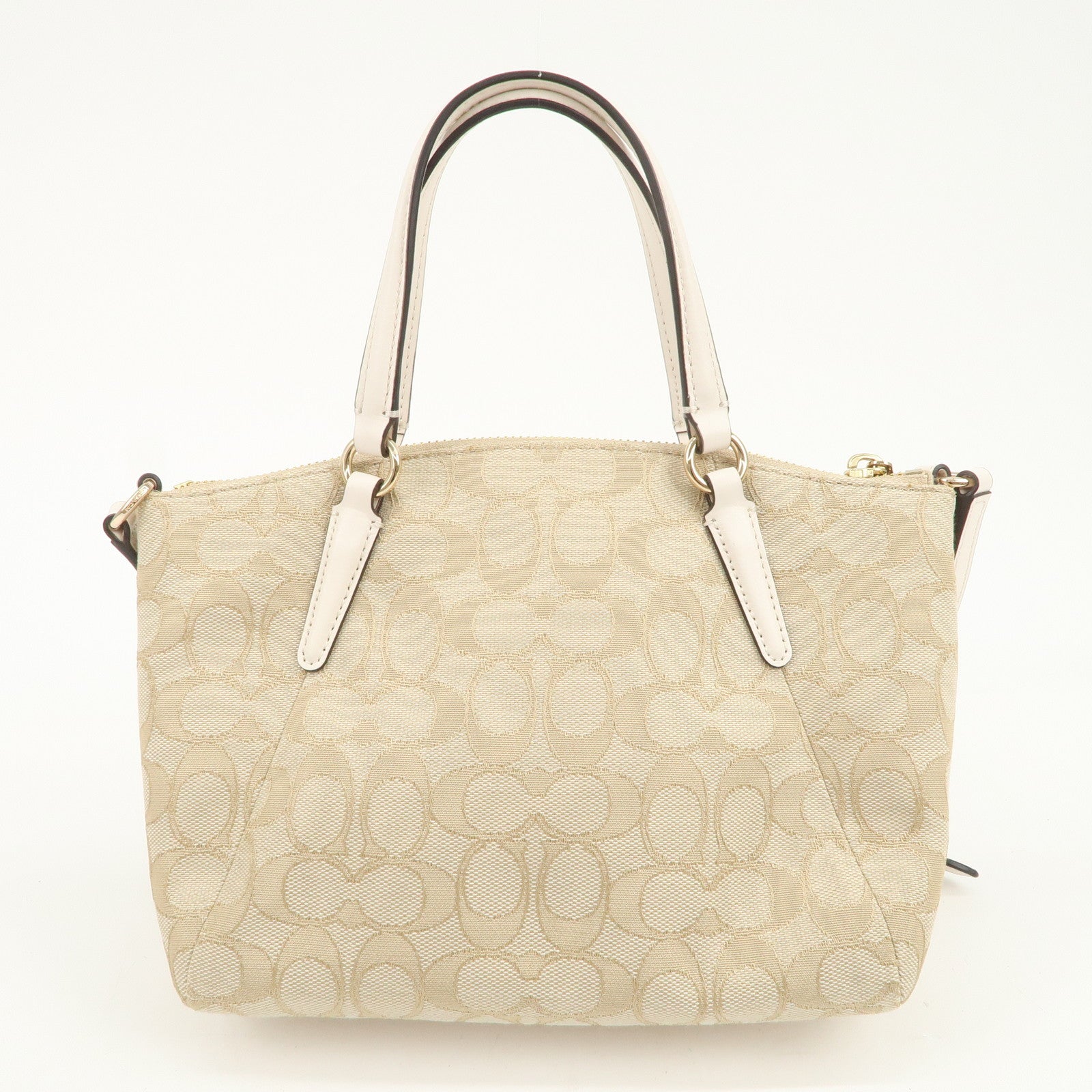 COACH Signature Canvas Leather 2Way Shoulder Bag Hand Bag Beige