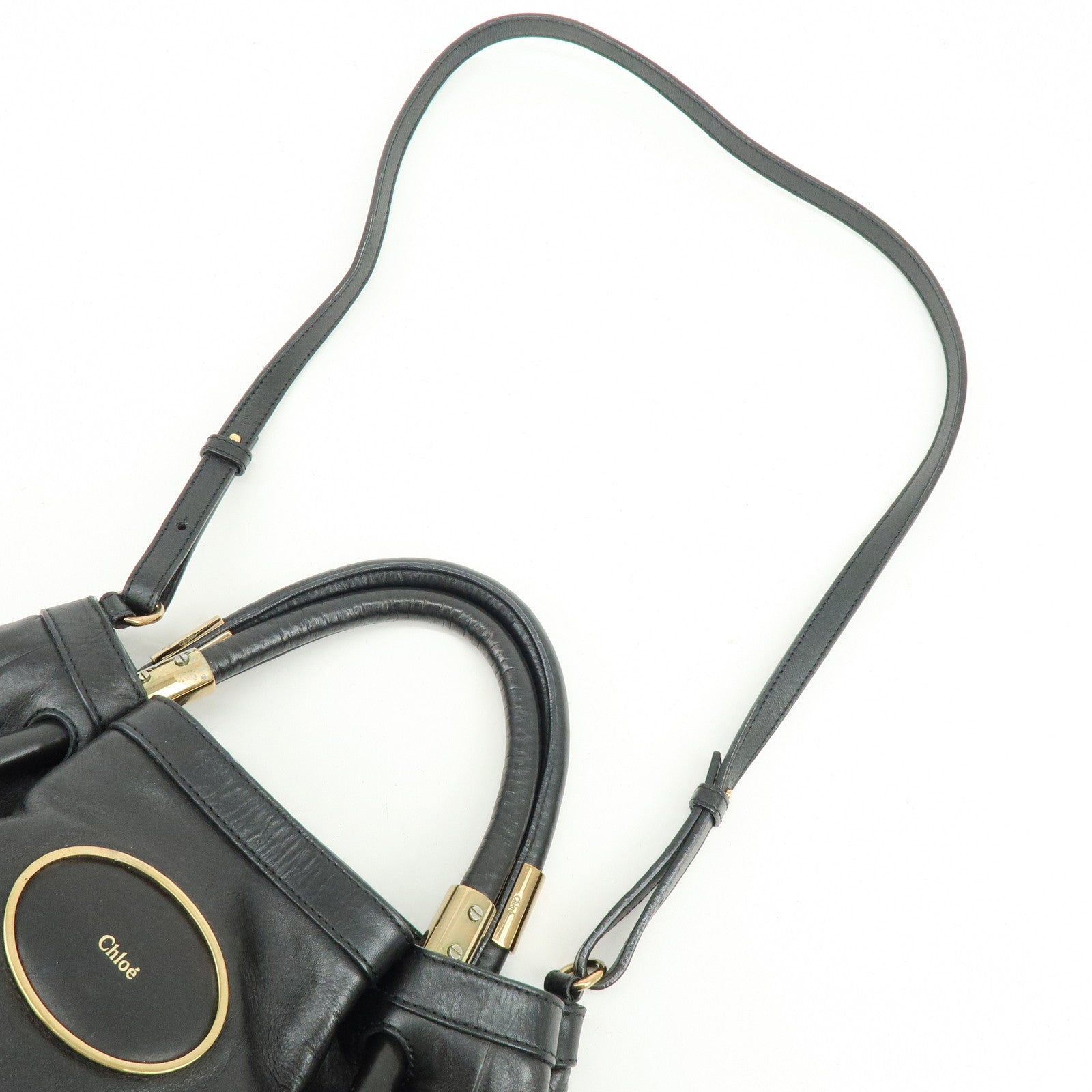 Chloe Victoria Leather 2Way Bag Shoulder Bag Black
